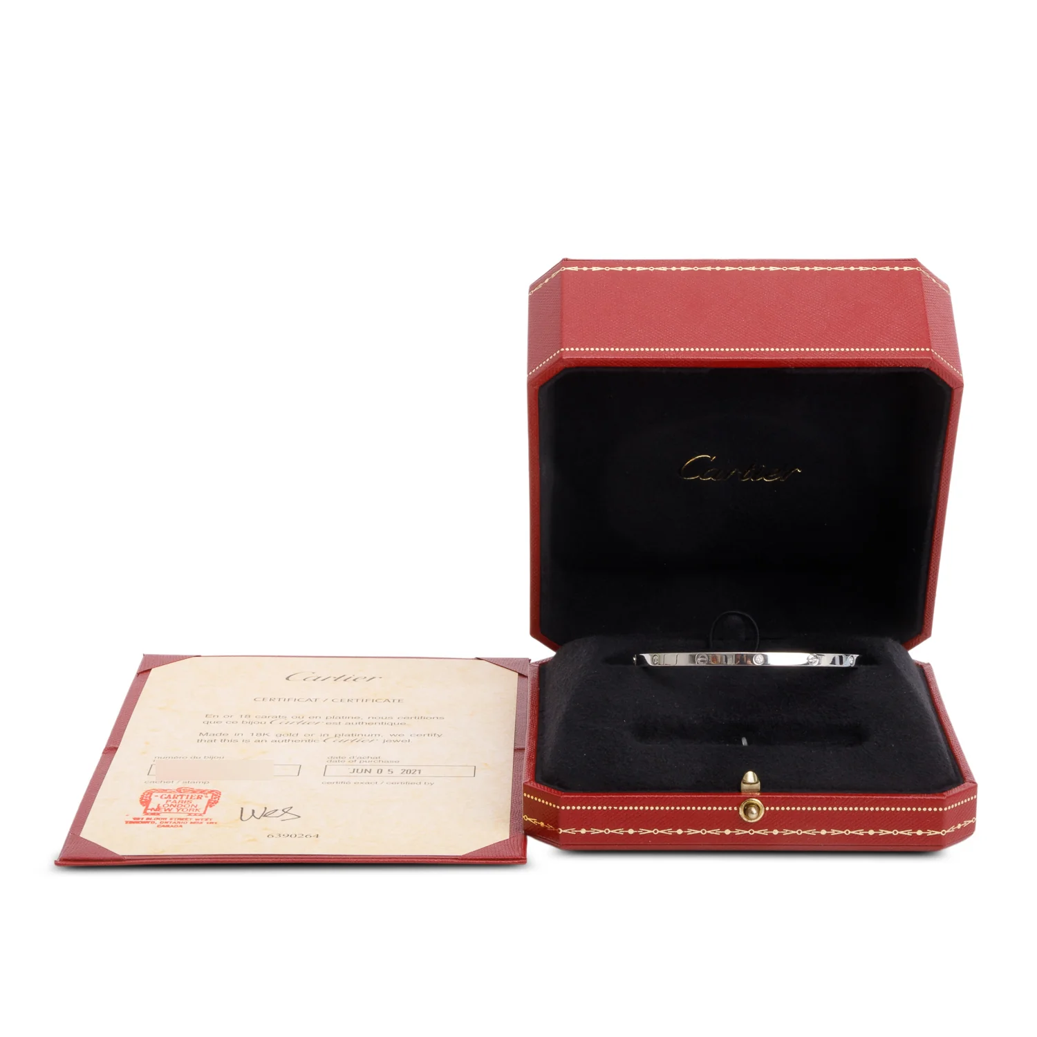 Cartier 2021 18k White Gold 6 Diamond Love Bracelet, Small Model, Size 18 w/ Box & Certificate - Image 2