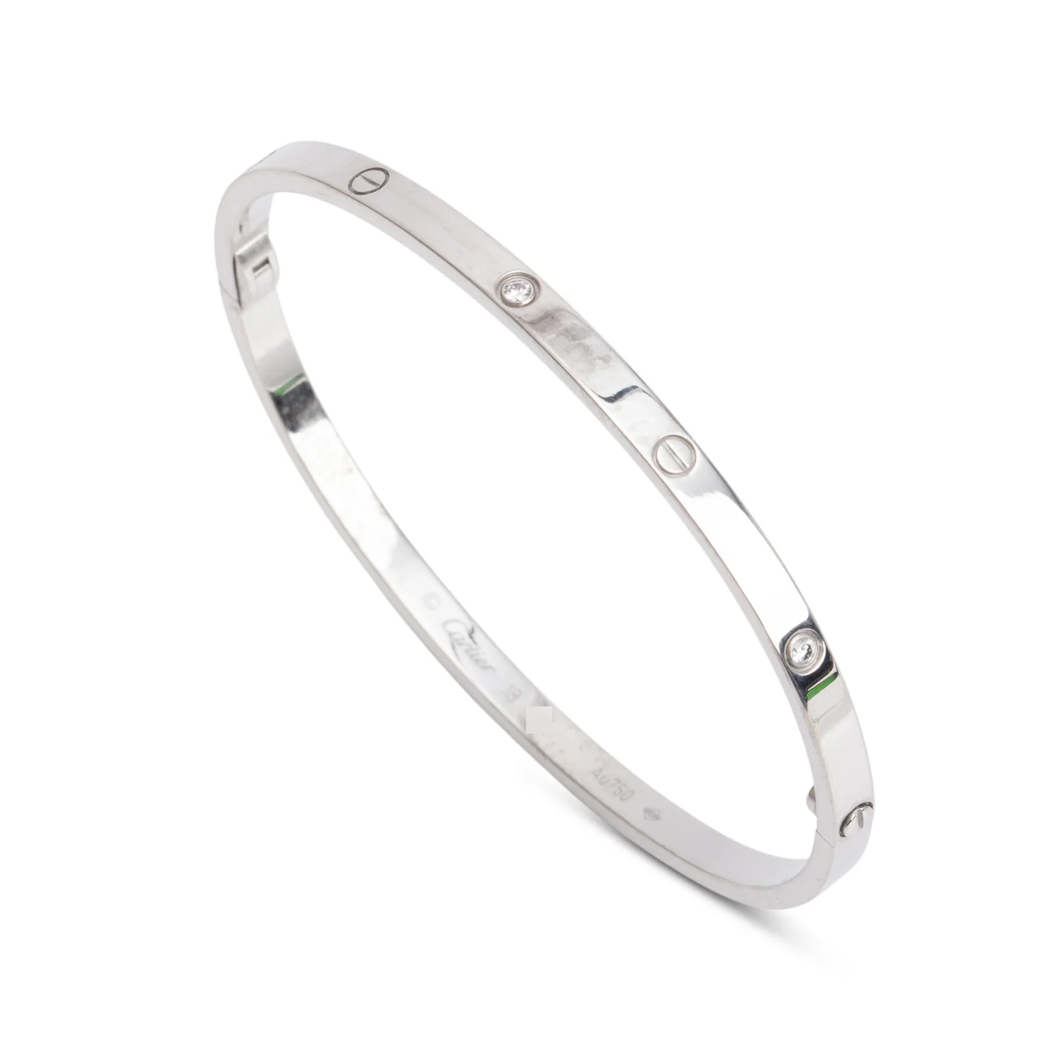 Cartier 2021 18k White Gold 6 Diamond Love Bracelet, Small Model, Size 18 w/ Box & Certificate - Image 4