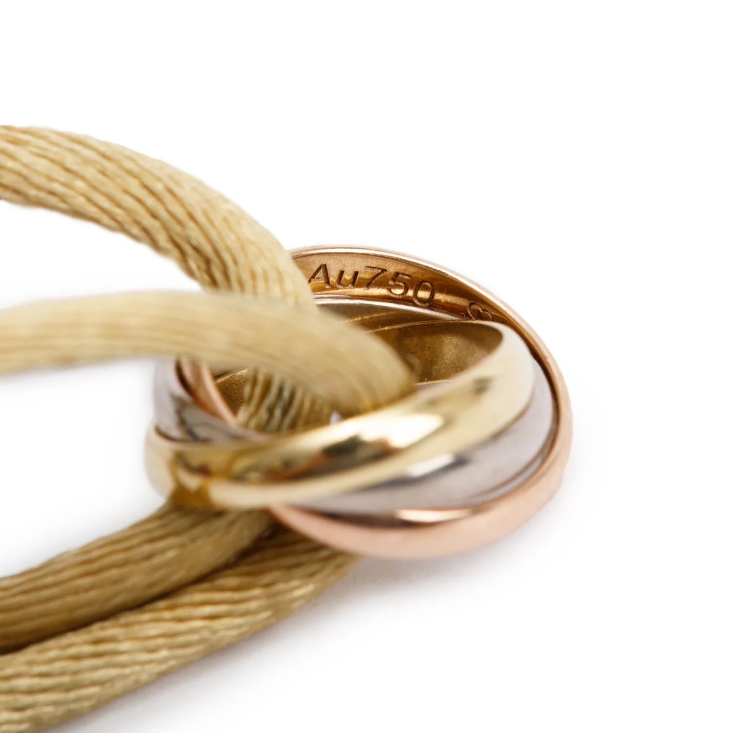 Cartier 2021 18k White, Yellow & Rose Gold Trinity Beige Cord Bracelet w/ Certificate - Image 3