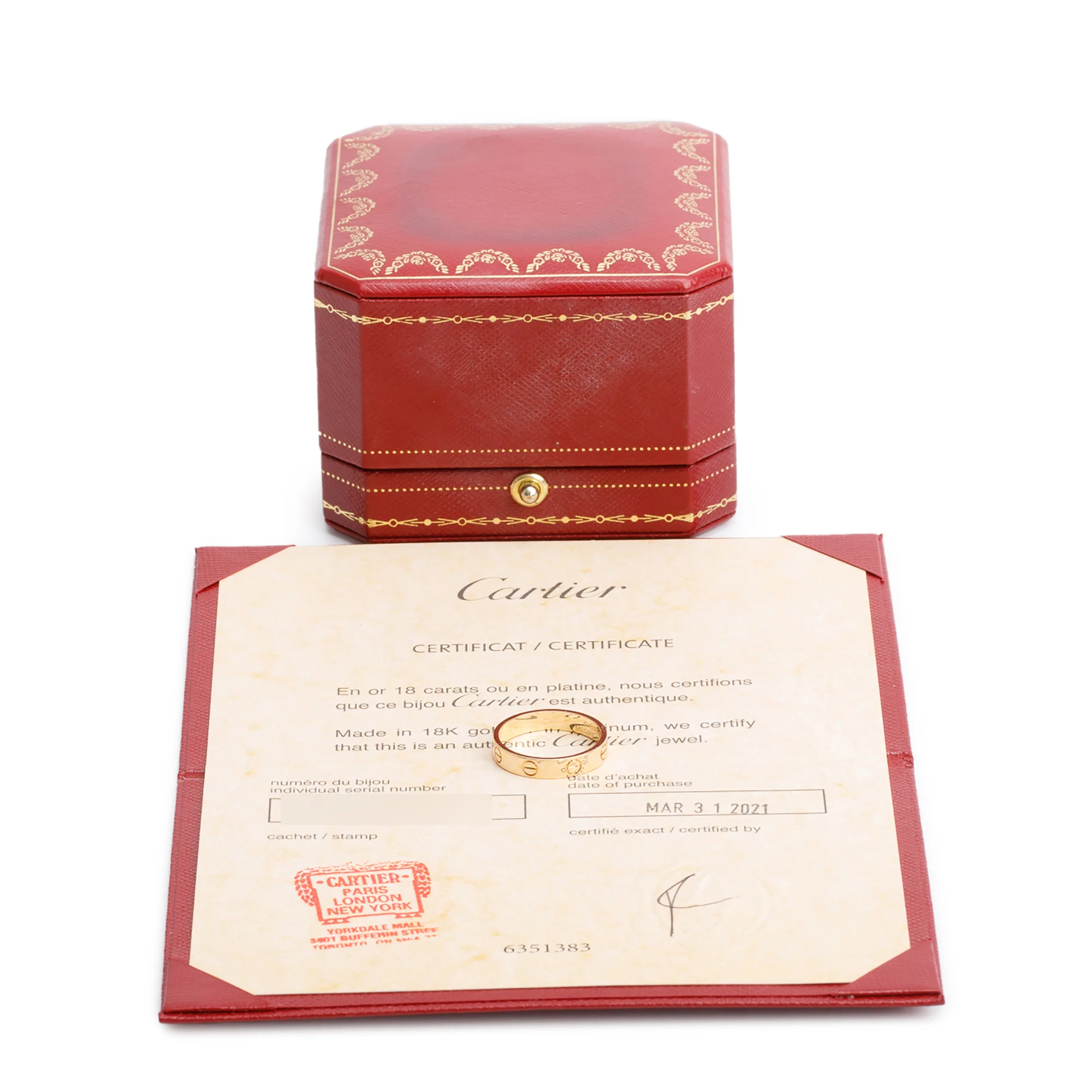 Cartier 18k Yellow Gold 3.6 mm Love Wedding Band Ring, Size 54 6.75 w/ Box & Certificate - Image 2
