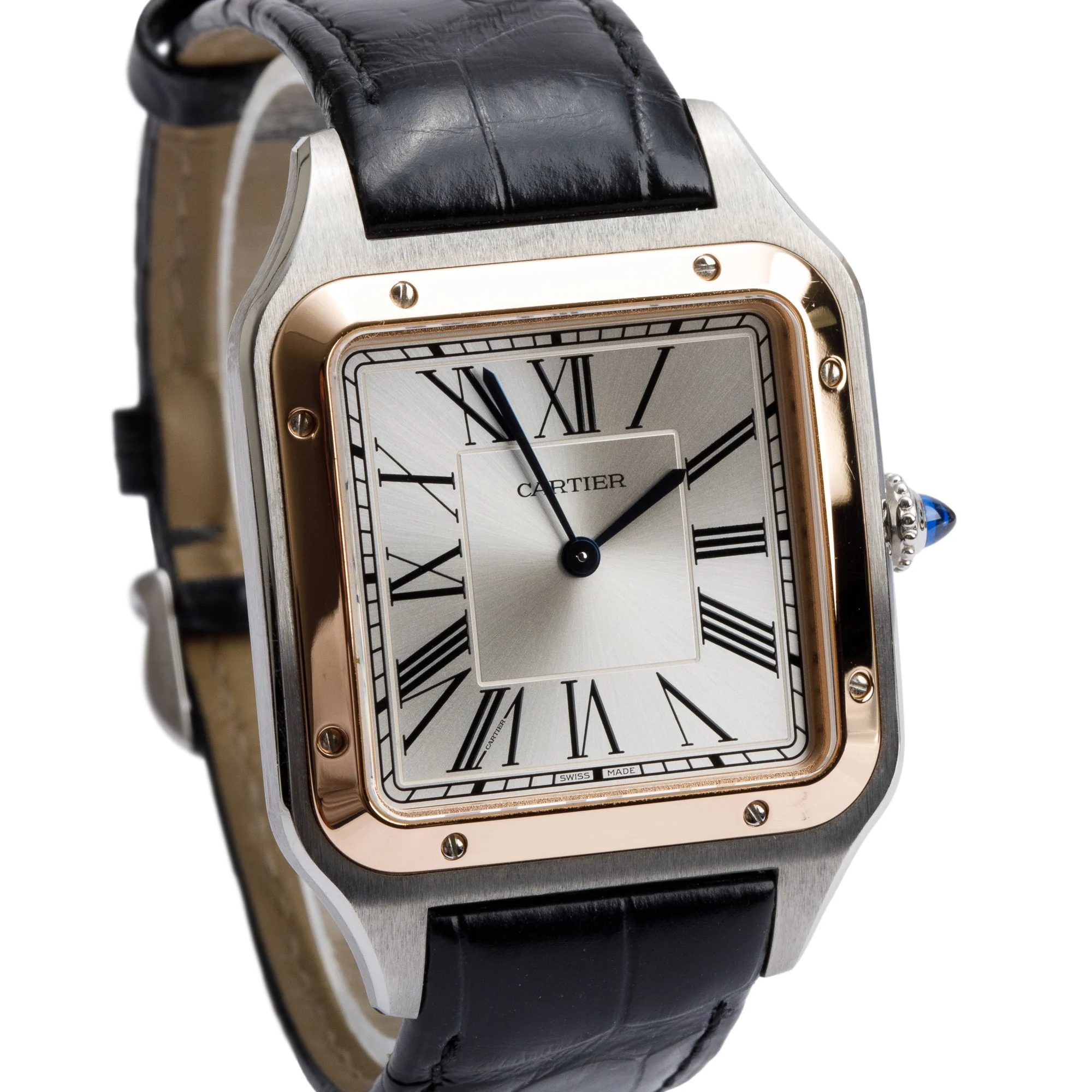 Cartier 2021 Stainless Steel & 18k Rose Gold Santos Dumont Watch, XL Model 4305 w/ Card - Image 2