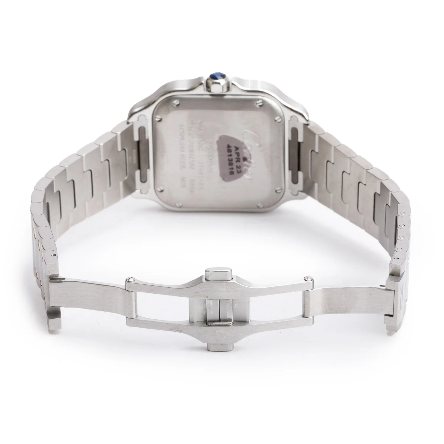 Cartier 2021 Stainless Steel & 18k Yellow Gold Santos de Cartier Automatic Watch, Medium Model 4075 w/ Box, Papers & Extra Leather Strap - Image 5