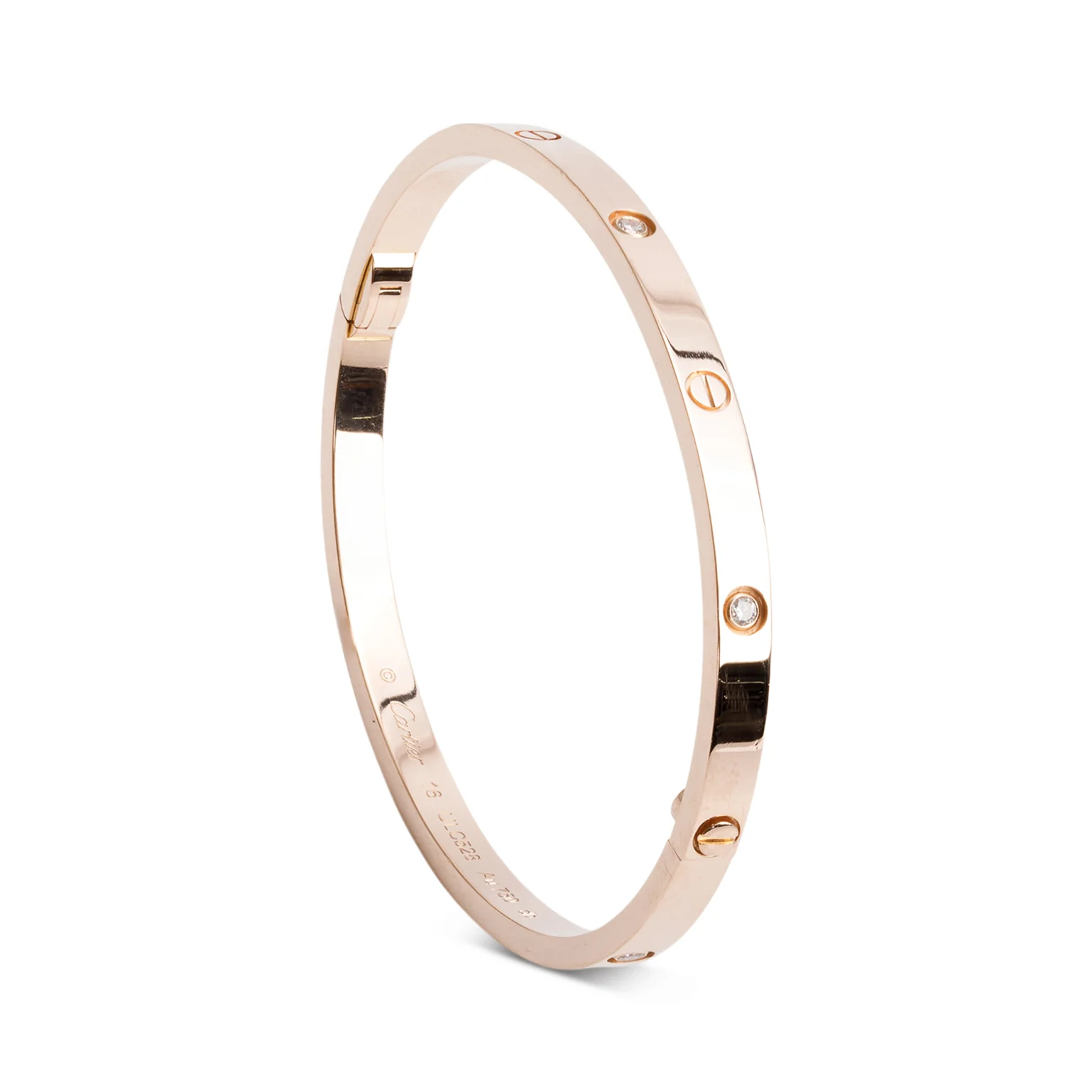 Cartier 2023 18k Rose Gold 6 Diamond Love Bracelet, Small Model, Size 16 w/ Box & Certificate - Image 3
