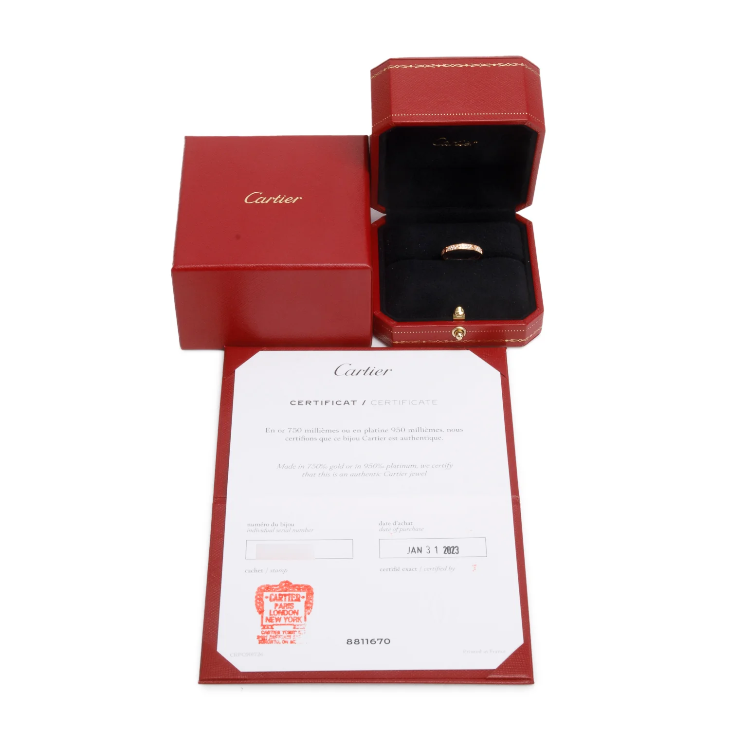 Cartier 2023 18k Rose Gold Paved Diamond Love Ring, Mini Model Size 50 5.25 w/ Box & Certificate - Image 2