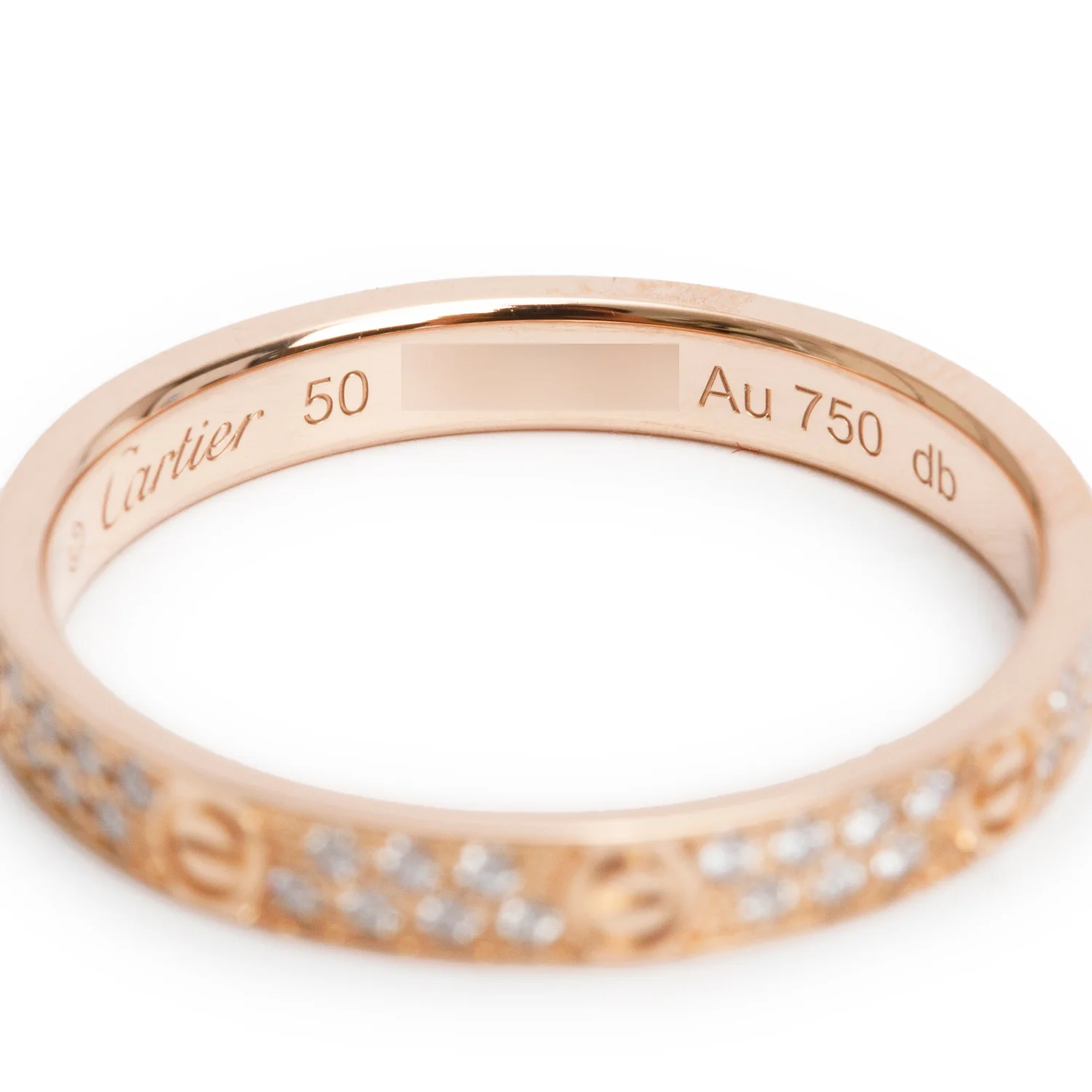 Cartier 2023 18k Rose Gold Paved Diamond Love Ring, Mini Model Size 50 5.25 w/ Box & Certificate - Image 3