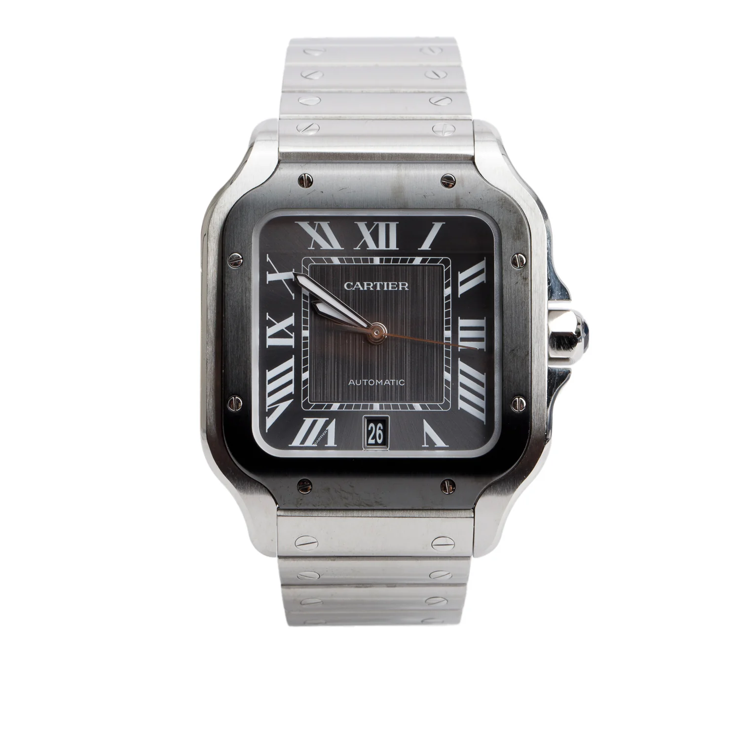 Cartier 2023 Stainless Steel & ADLC Santos de Cartier Automatic Watch, Large Model 4072 w/ Box, Papers & Extra Straps