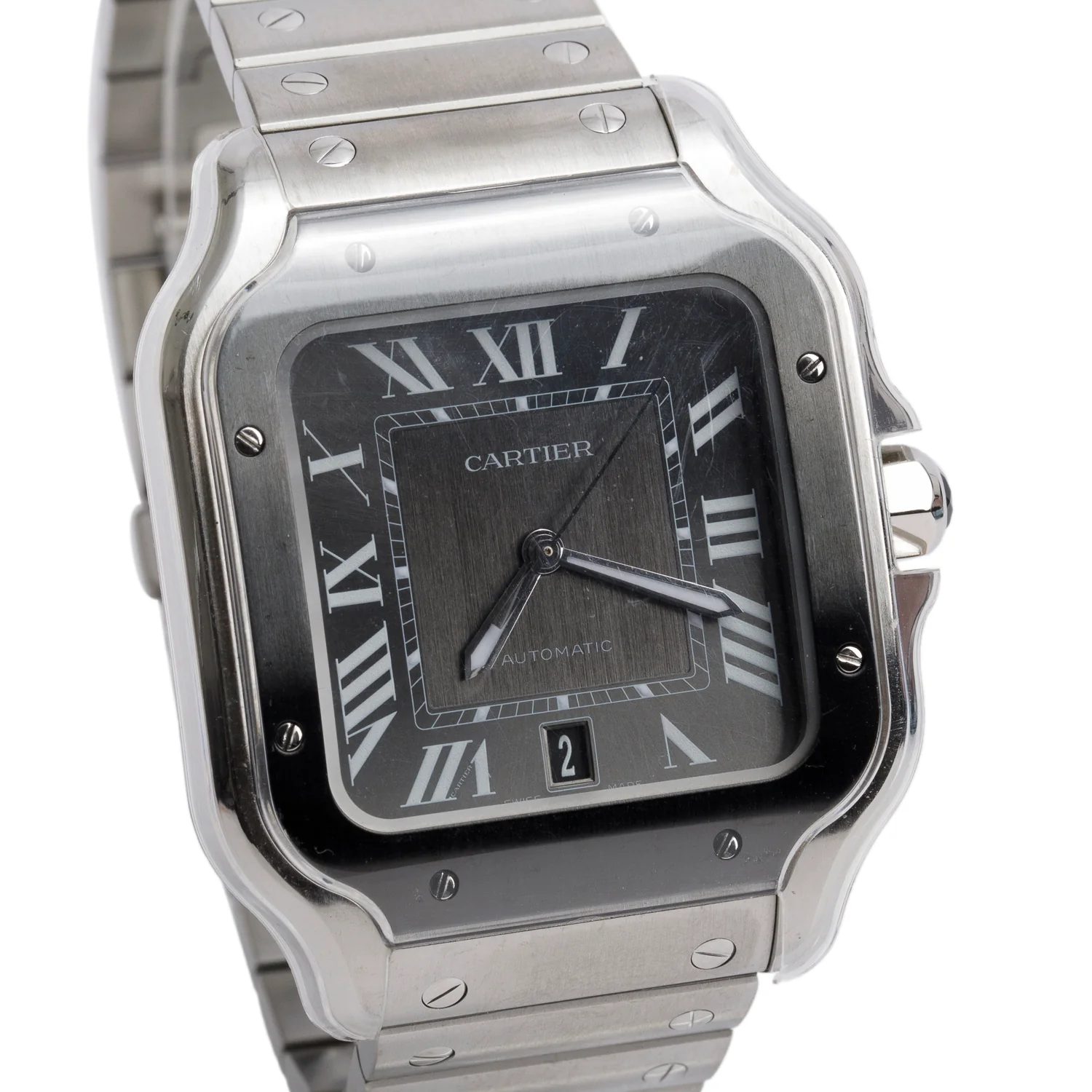 Cartier 2023 Stainless Steel & ADLC Santos de Cartier Automatic Watch, Large Model 4072 w/ Box, Papers & Extra Straps - Image 3
