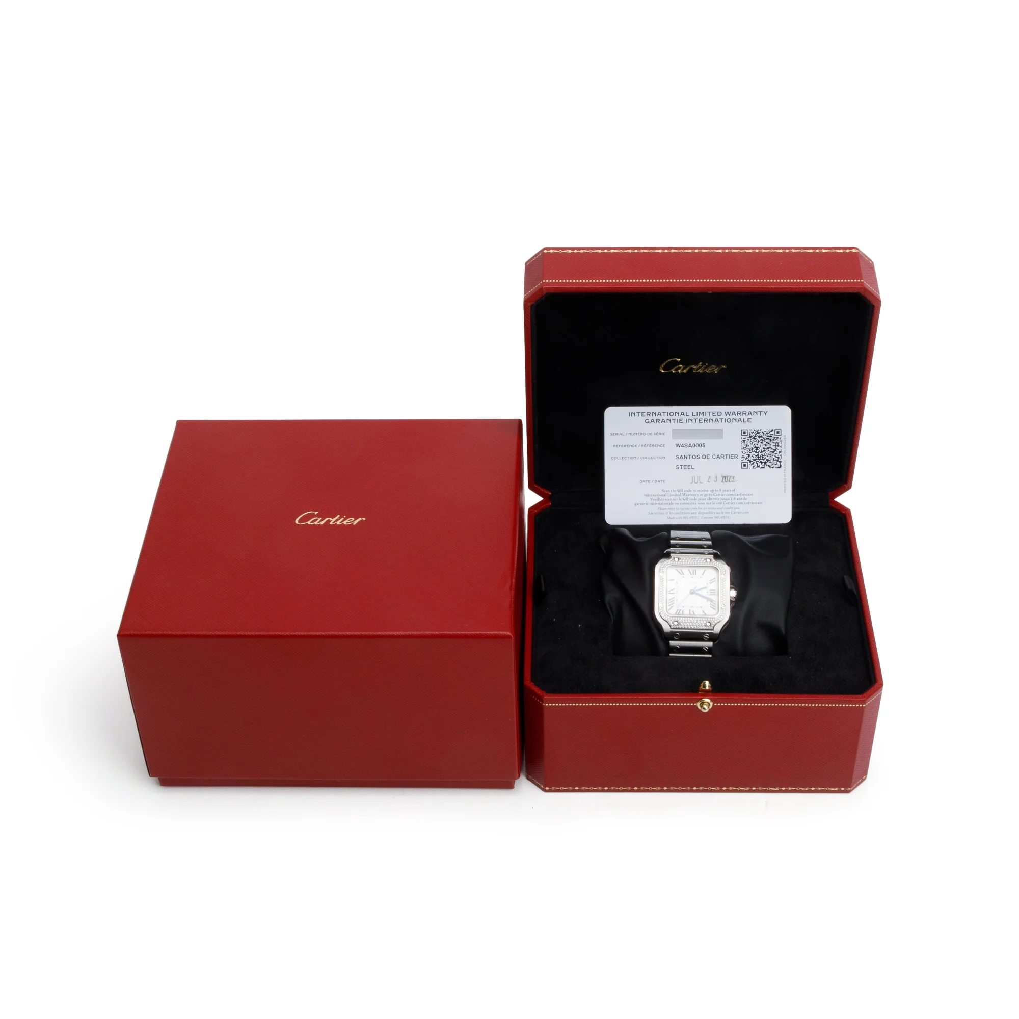 Cartier 2023 Stainless Steel Pave Diamond Bezel Santos de Cartier Automatic Watch, Medium Model 4075 w/ Box & Papers - Image 2