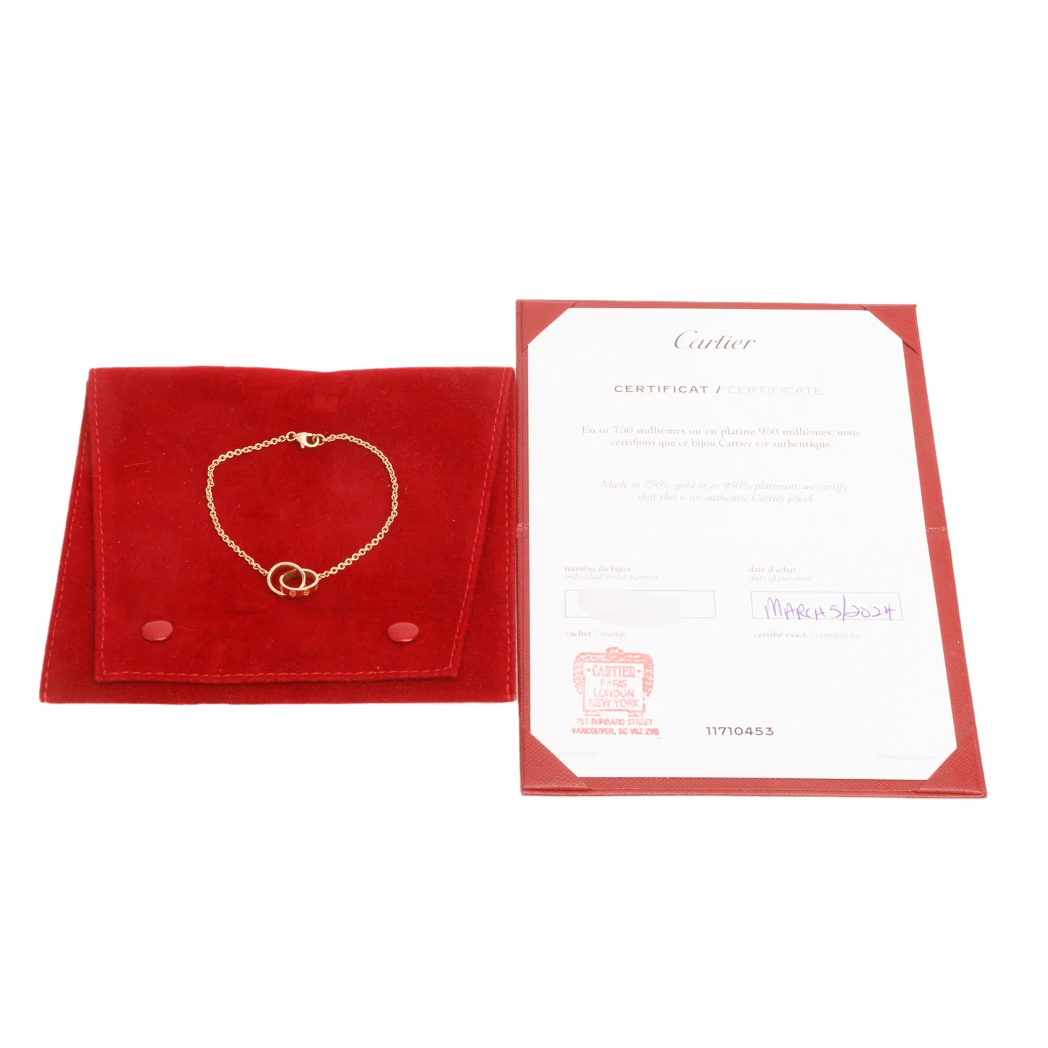 Cartier 2024 18k Rose Gold Interlocking Love Bracelet w/ Certificate & Receipt - Image 2