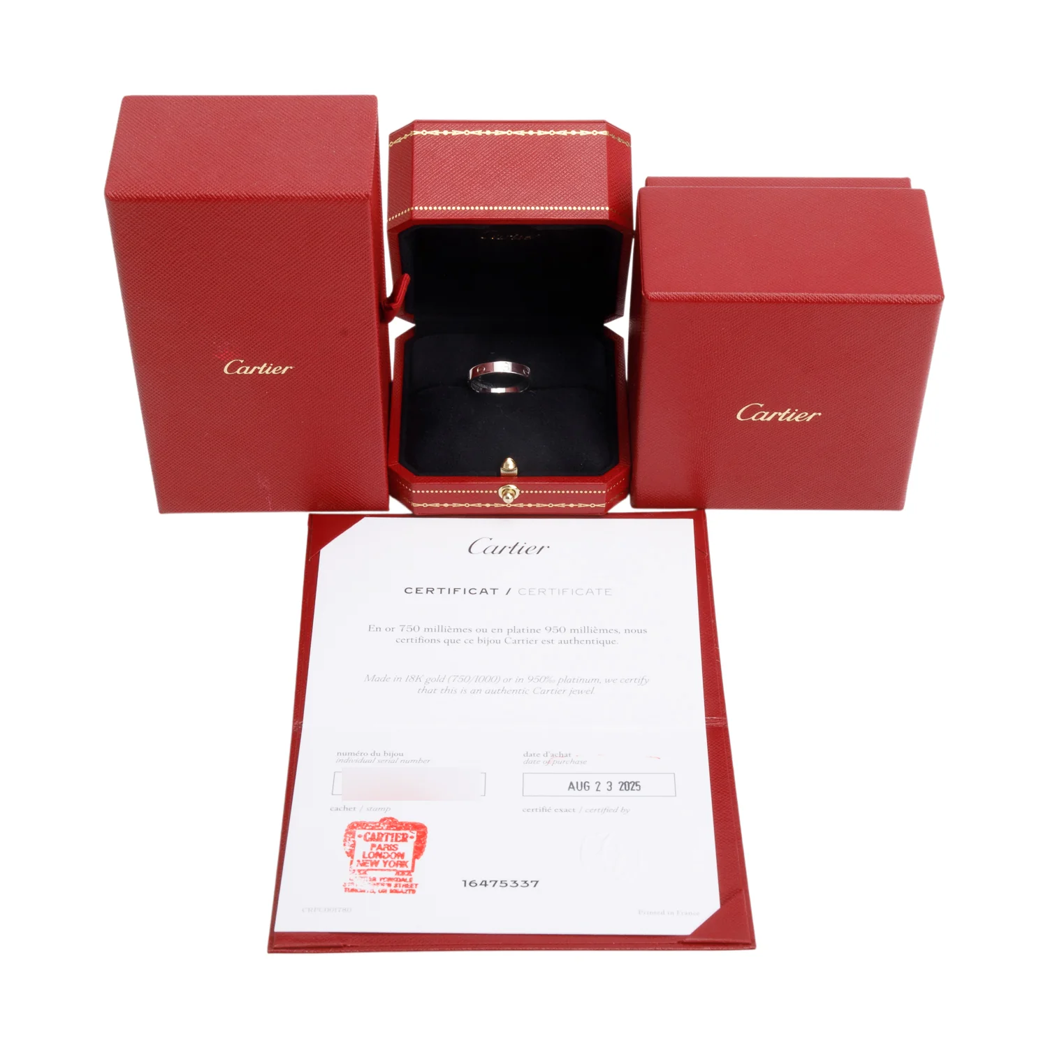 Cartier 2025 18k White Gold 3.6 MM Love Wedding Band Ring, Size 56 7.75 w/ Box, Receipt & Certificate - Image 2