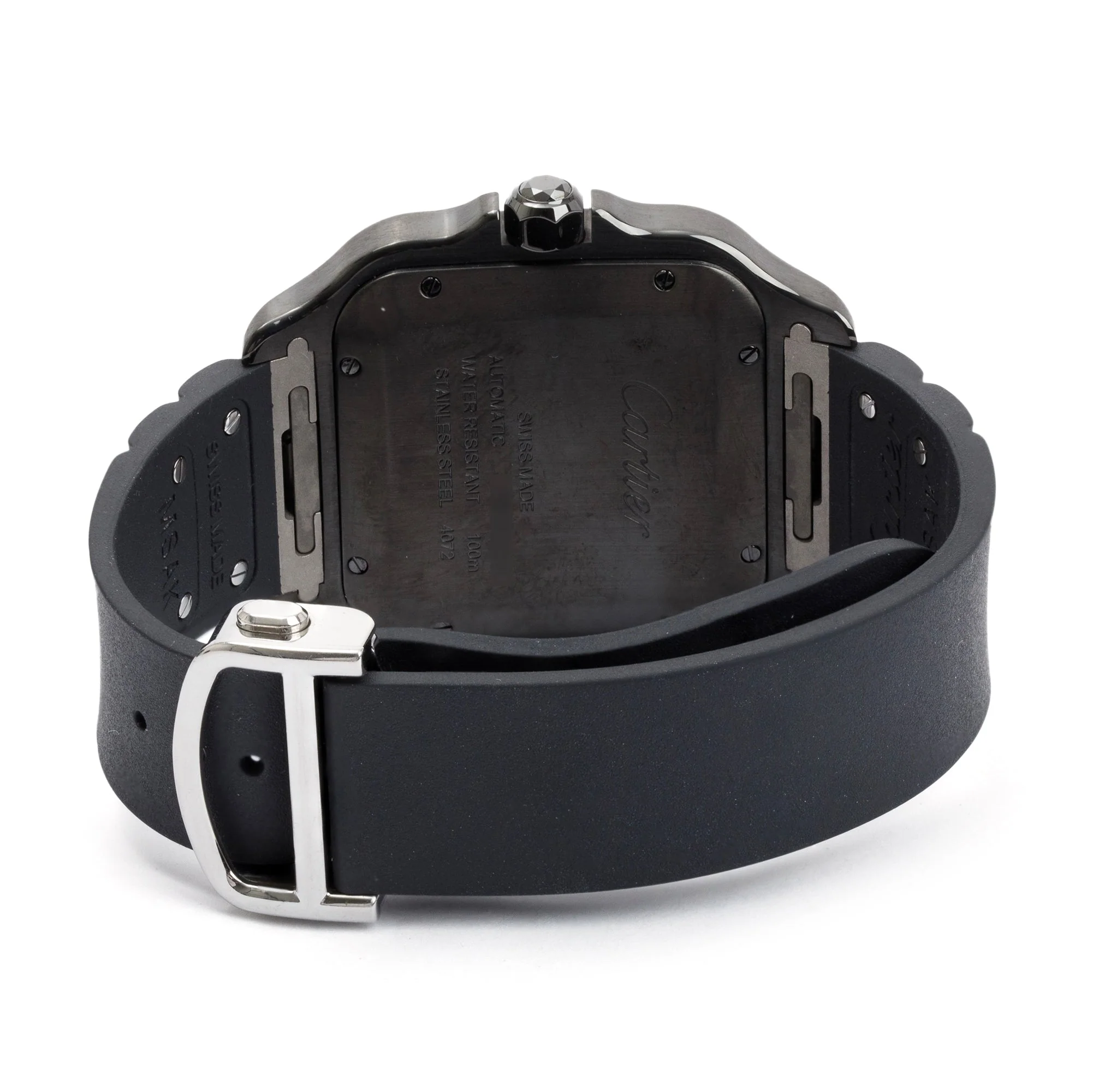 Cartier Black ADLC Stainless Steel Santos de Cartier Automatic Watch, Large Model w/ Box, Papers, Extra Strap - Image 4