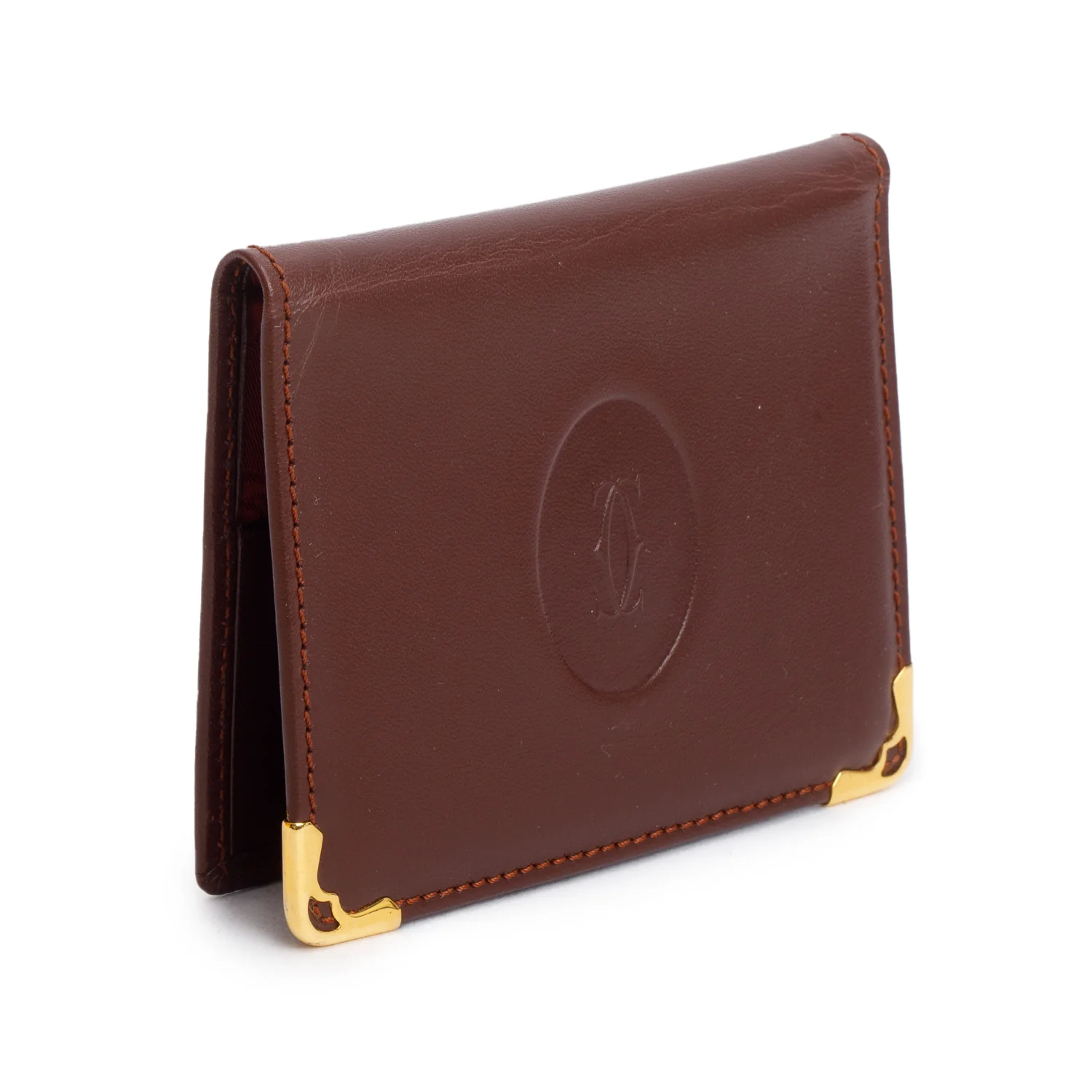 Cartier Burgundy Calfskin Leather C De Cartier Card Case w/ Box - Image 3