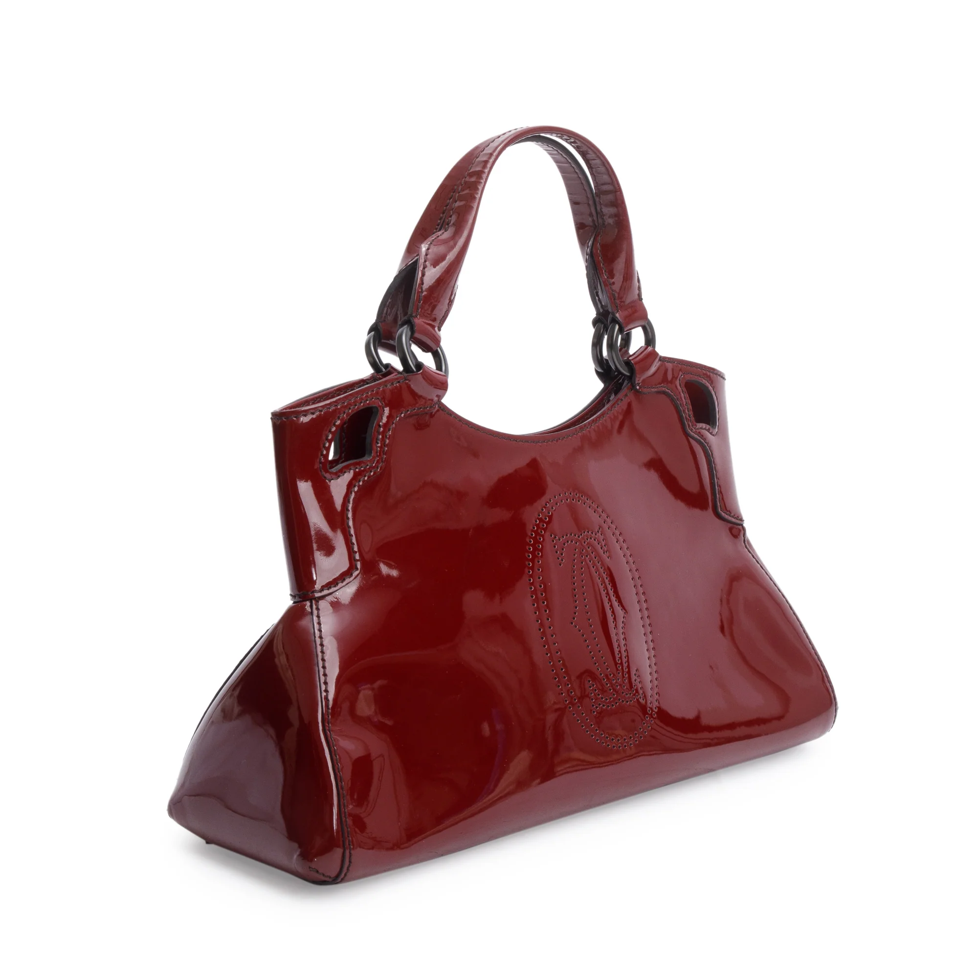 Cartier Burgundy Patent Leather Medium Marcello De Cartier Tote - Image 2