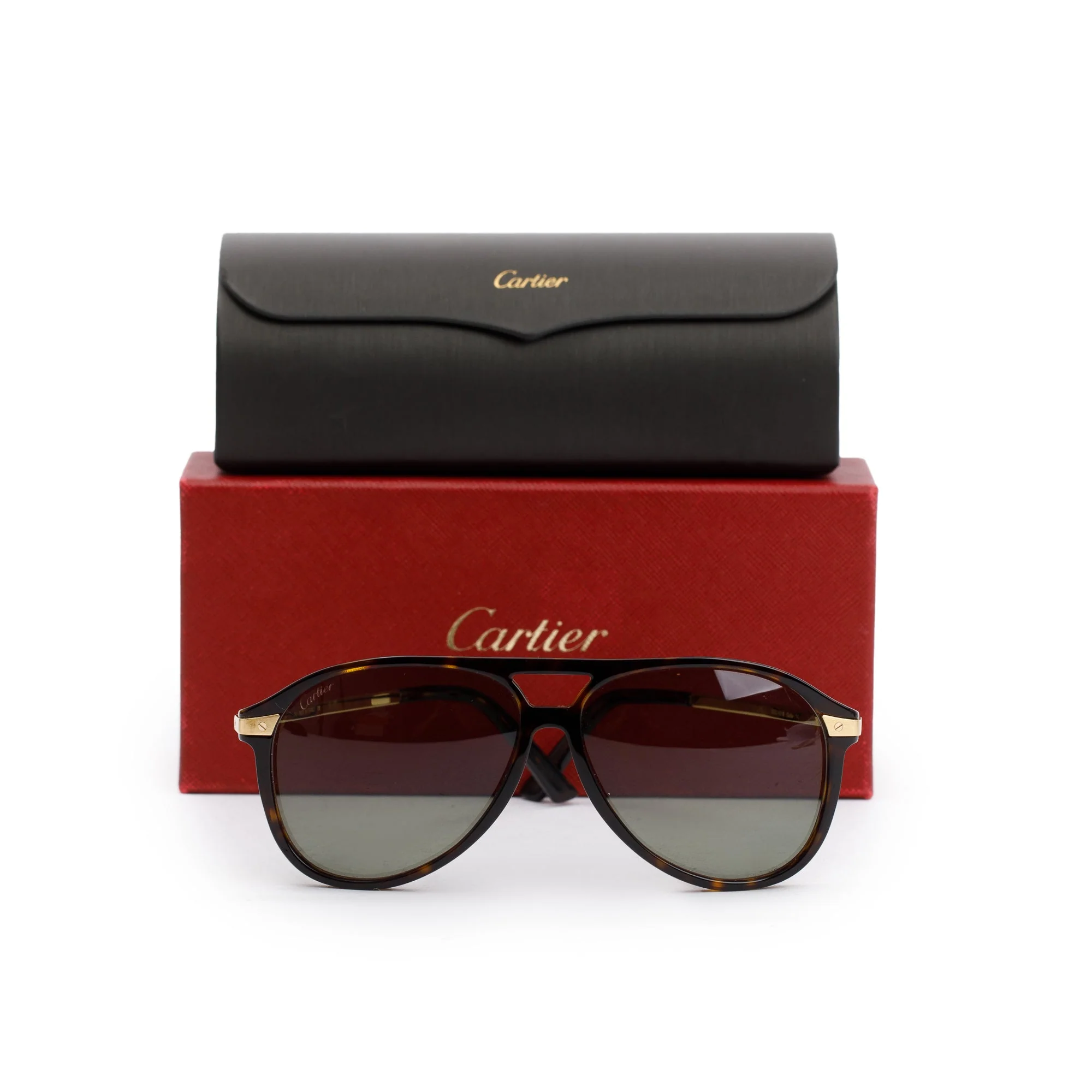 Cartier CT0105A Santos De Cartier Aviator Sunglasses w/ Box & Case - Image 2