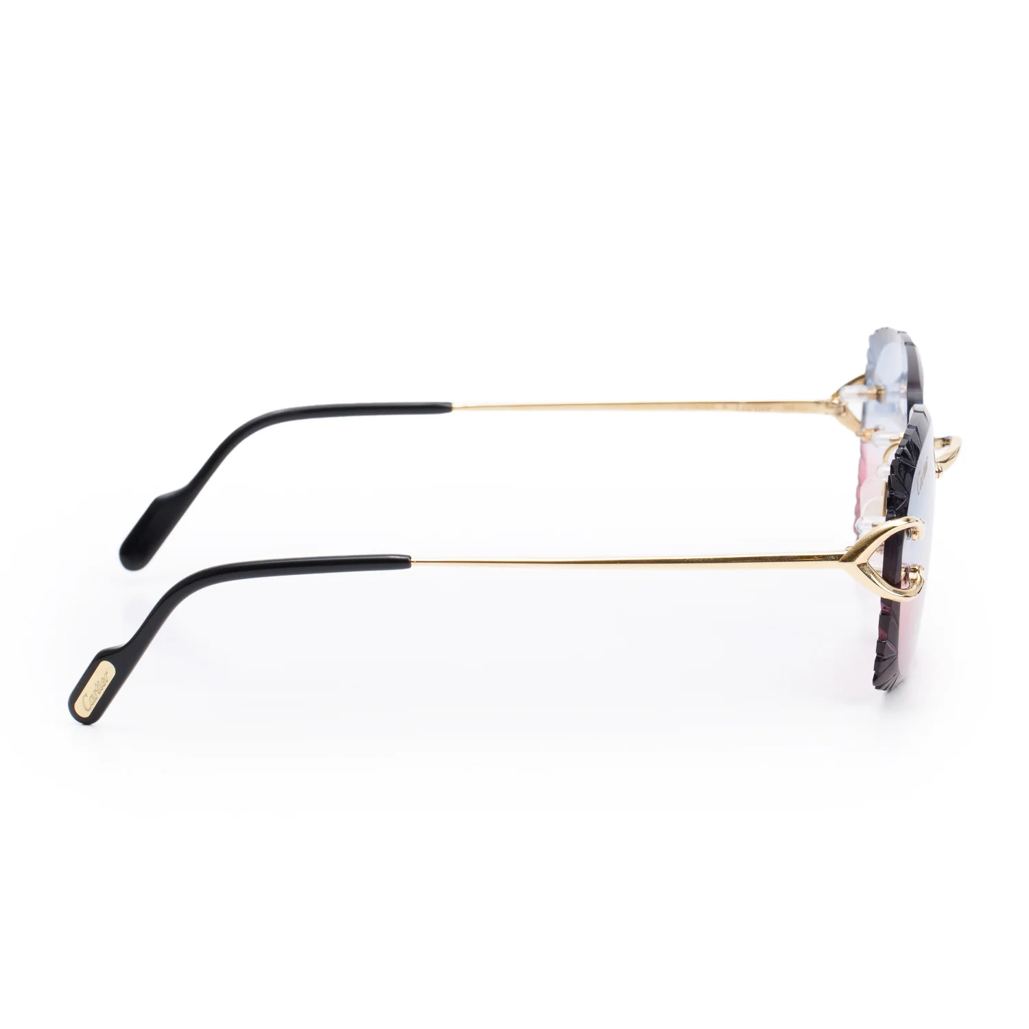 Cartier CT04160 Gold Tone Metal C de Cartier Diamond Cut Sunglasses w/ Box & Case - Image 3