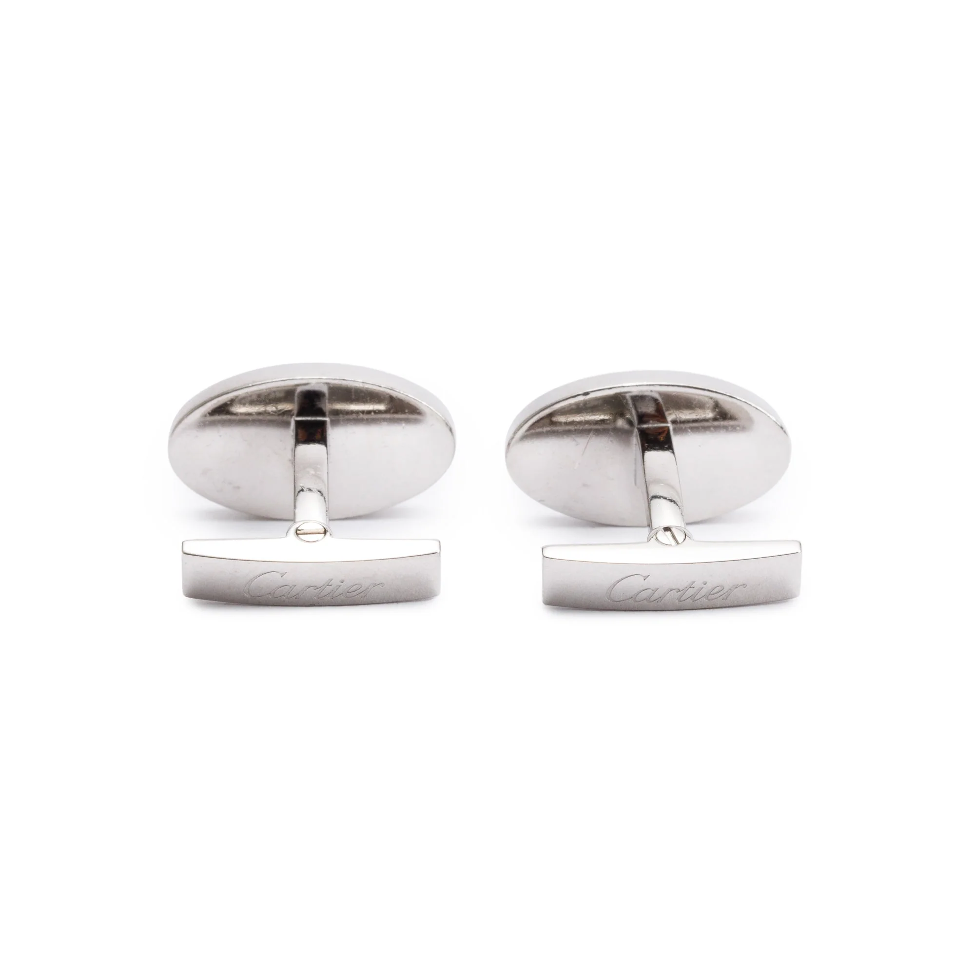 Cartier Palladium-Plated Black Laquer Double C Logo Decor Cufflinks - Image 3