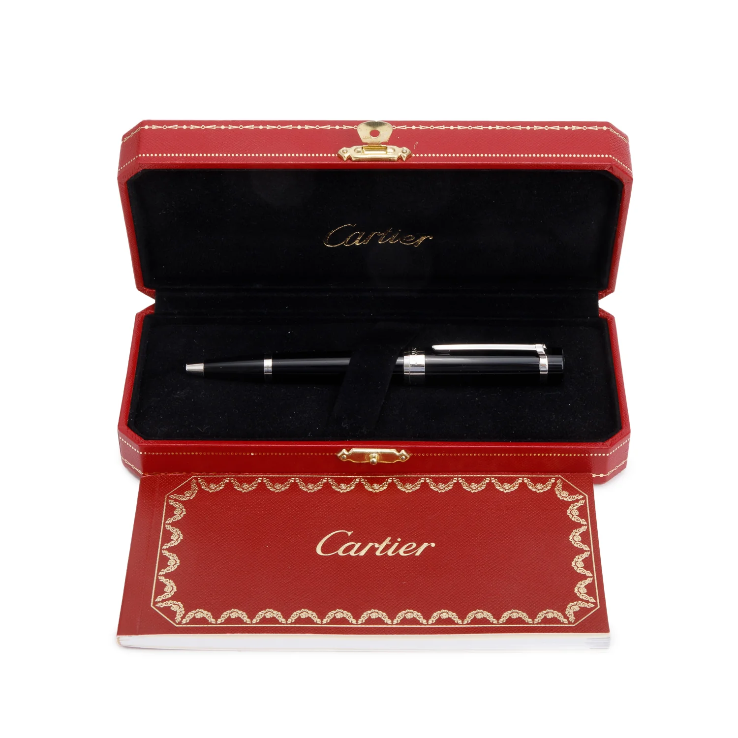 Cartier Palladium Plated Black Resin Dumont Ballpoint Pen w/ Box - Image 2