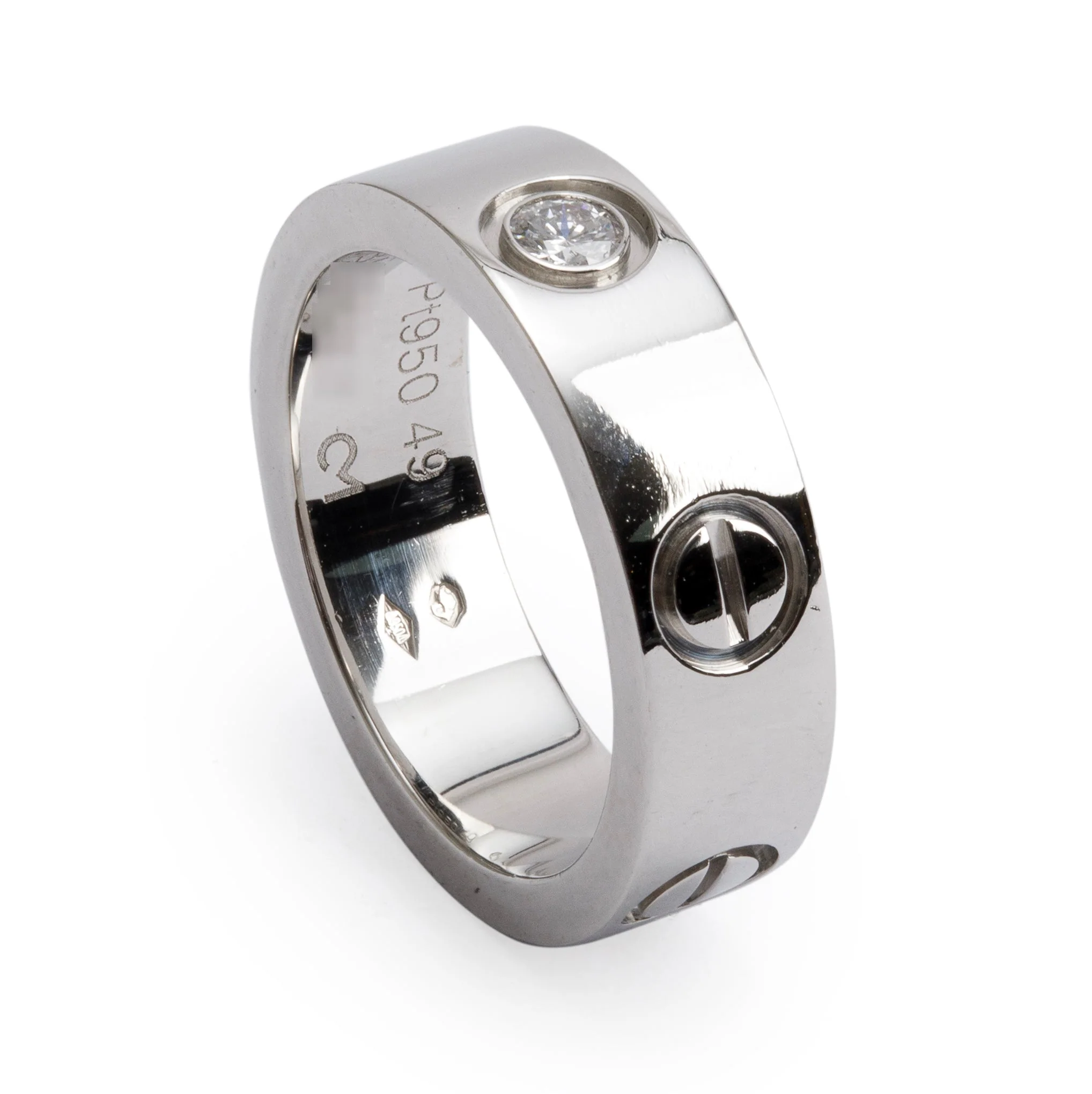 Cartier Platinum 1 Diamond 5.5MM Love Ring Size 49 5 - Image 2