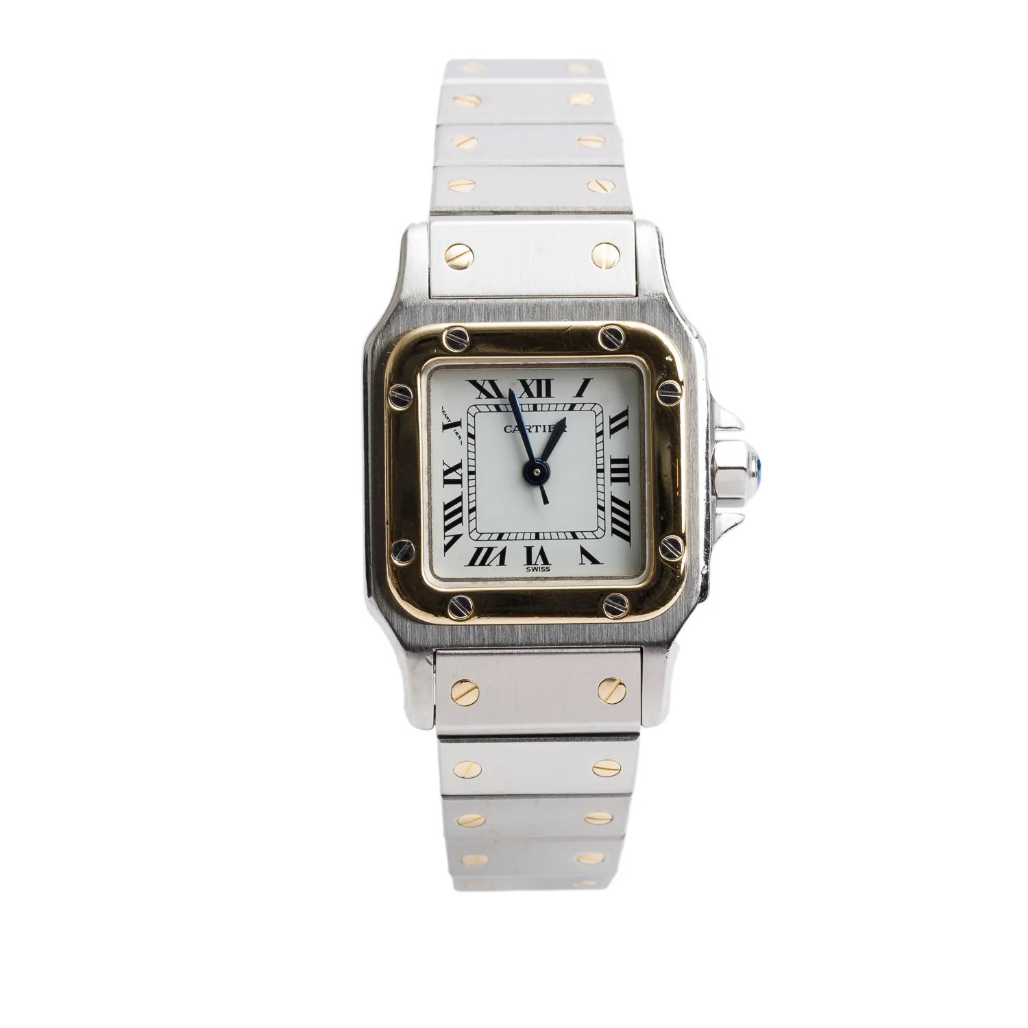 Cartier Stainless Steel & 18k Yellow Gold Santos Carree Automatic Watch, Small Model 0902 w/ Papers