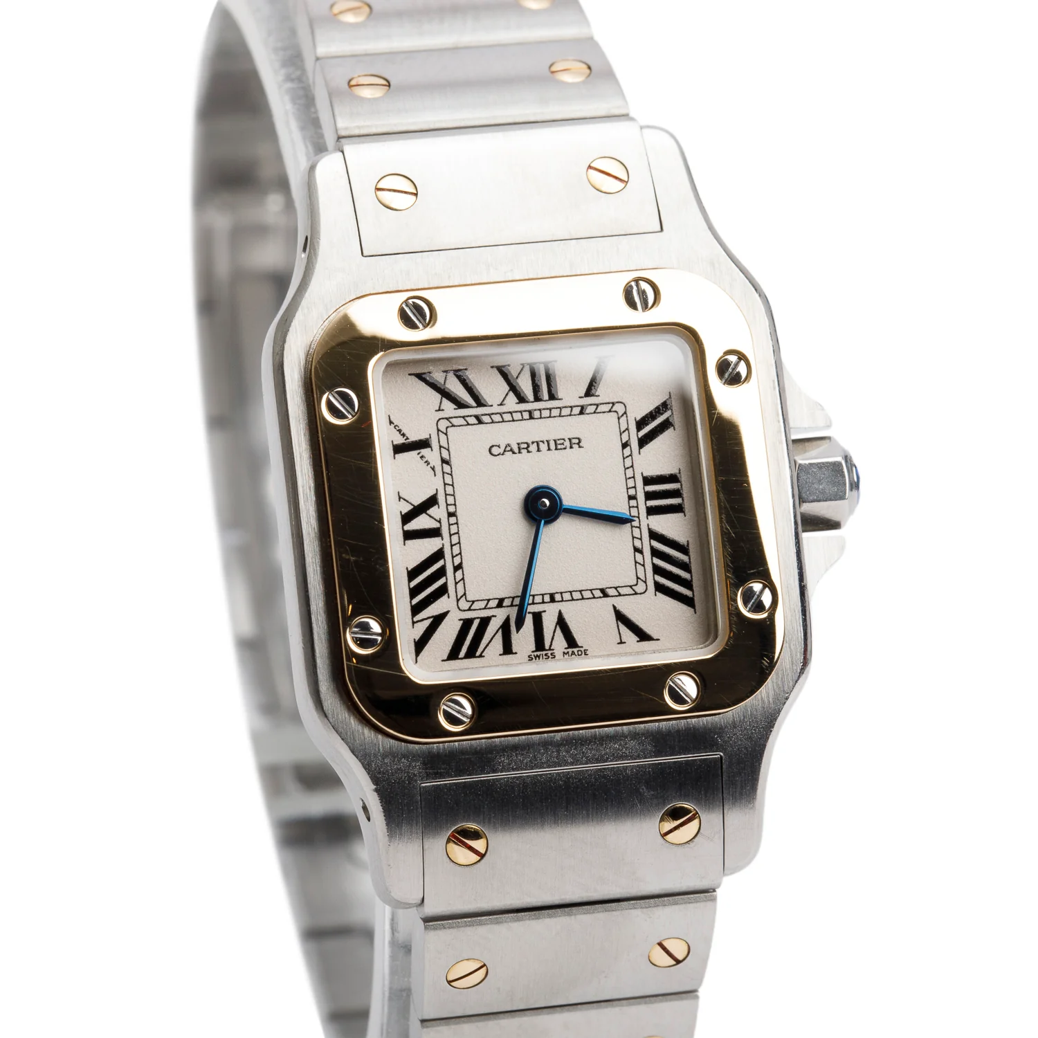 Cartier Stainless Steel & 18k Yellow Gold Santos De Cartier Galbee Quartz Watch, Small Model 1567 w/ Box & Papers - Image 3