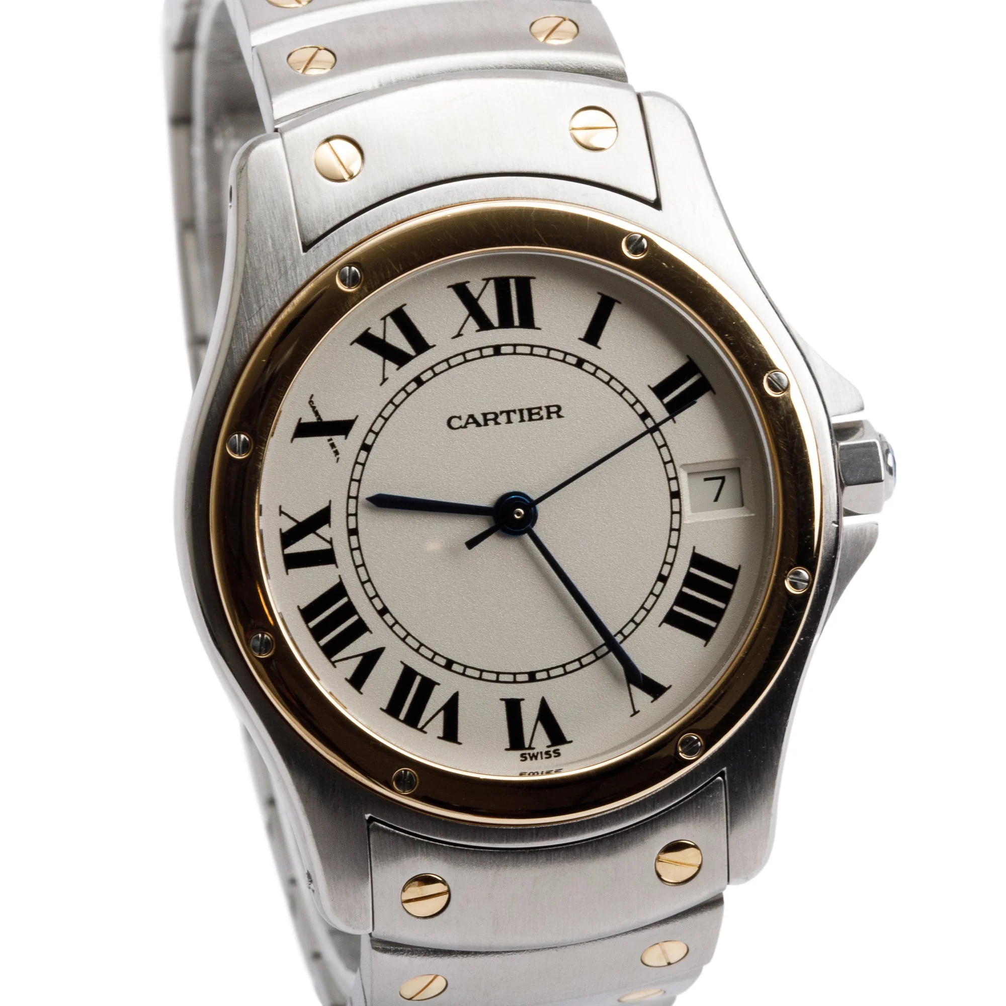 Cartier Stainless Steel & 18k Yellow Gold Santos Ronde 33 MM Automatic Watch - Image 2