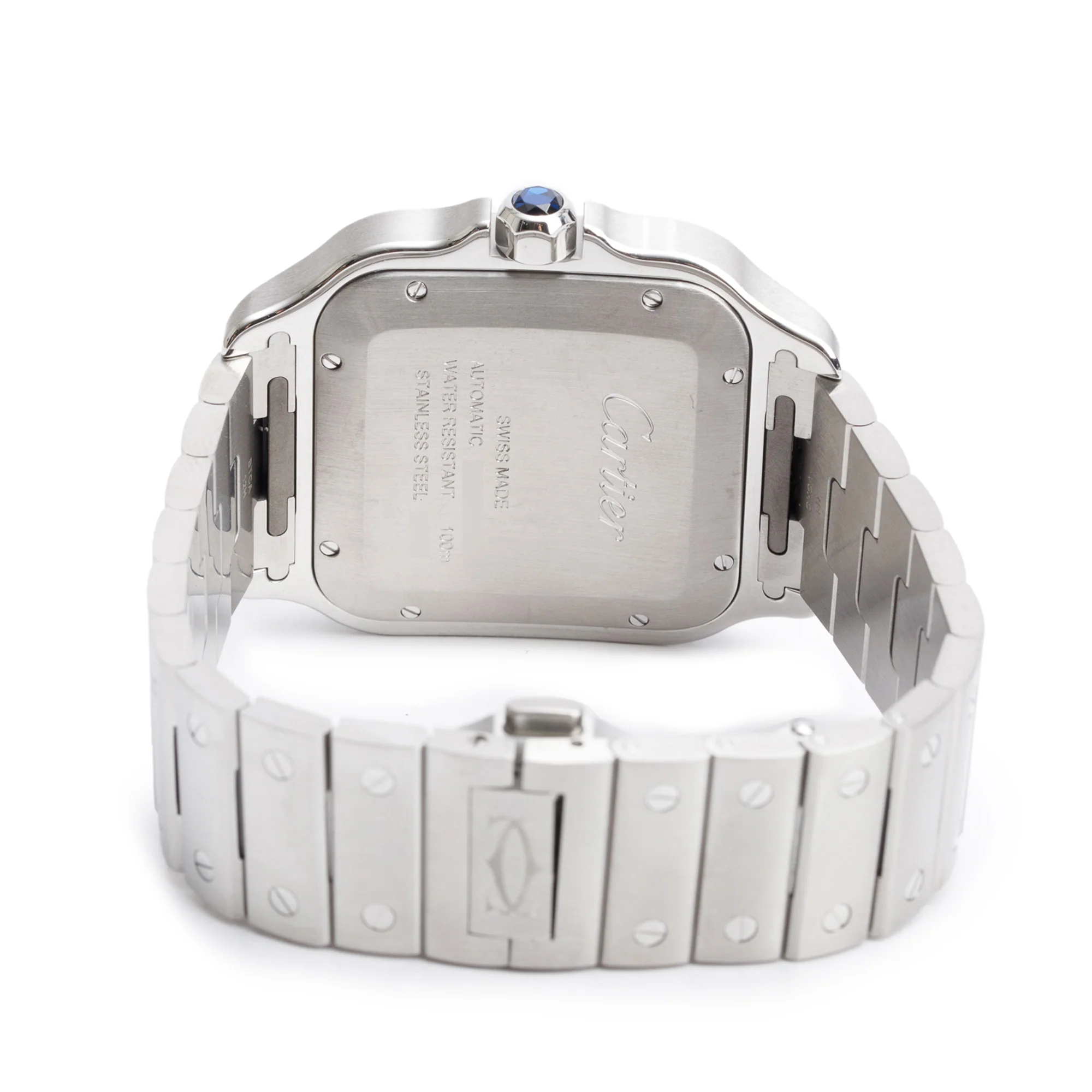 Cartier Stainless Steel Blue PVD Bezel Santos de Cartier Automatic Watch, Large Model 4072 w/ Box, Papers, Receipt & Extra Strap - Image 4