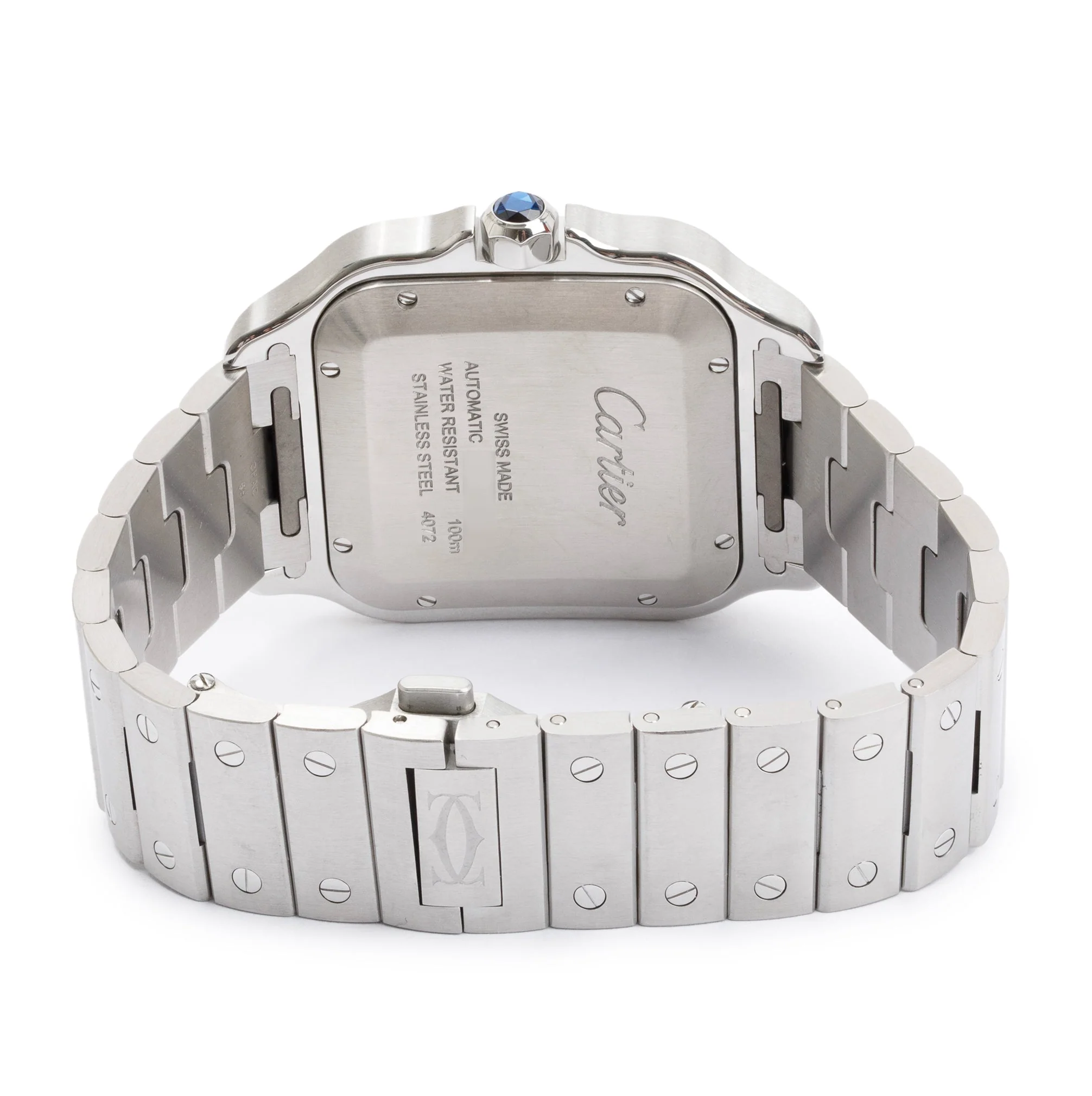 Cartier Stainless Steel Santos de Cartier Blue Dial Automatic Watch, Large Model w/ Box, Papers, Extra Strap - Image 4