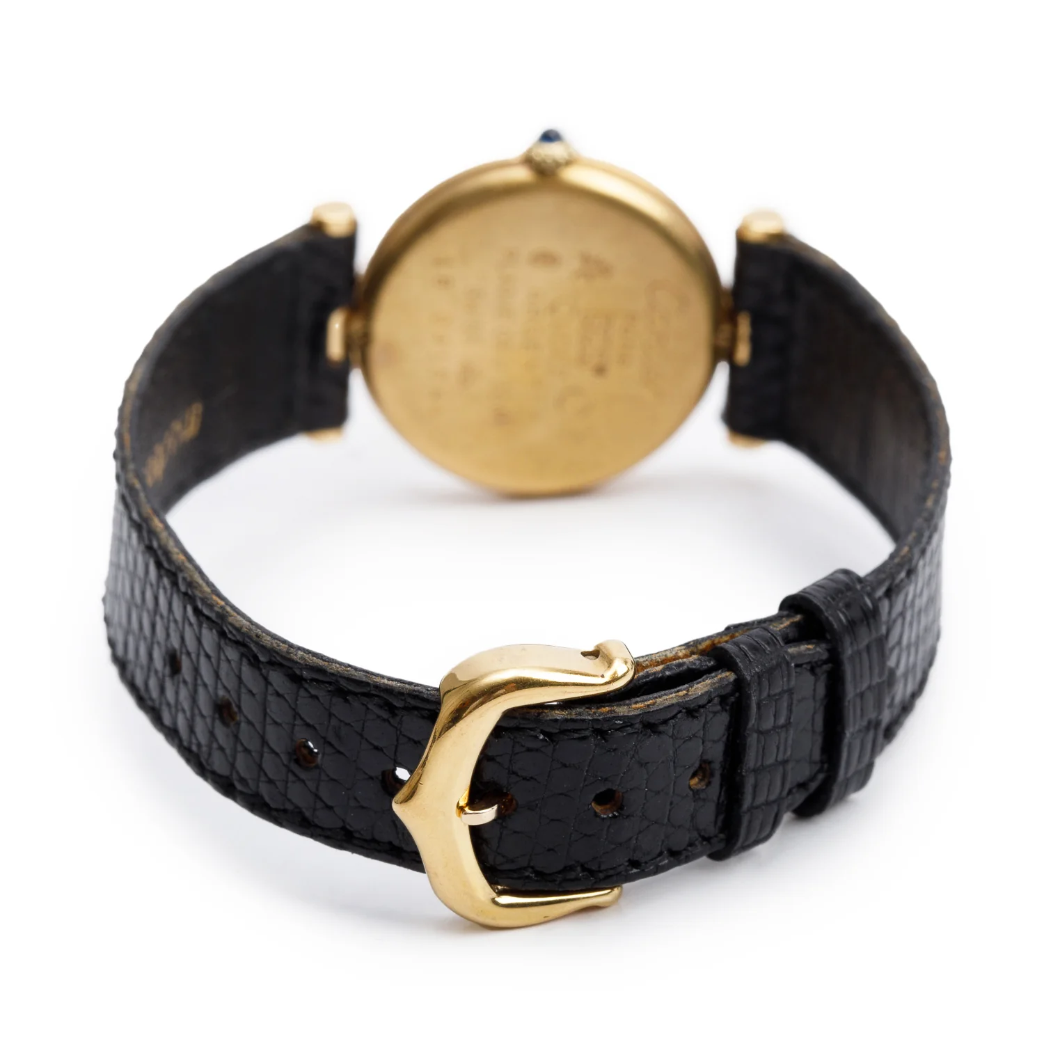 Cartier Vintage 18k Gold Vermeil Sterling Silver Argent Must Vendome Louis Cartier 24 MM Quartz Watch Black Dial w/ Papers - Image 5