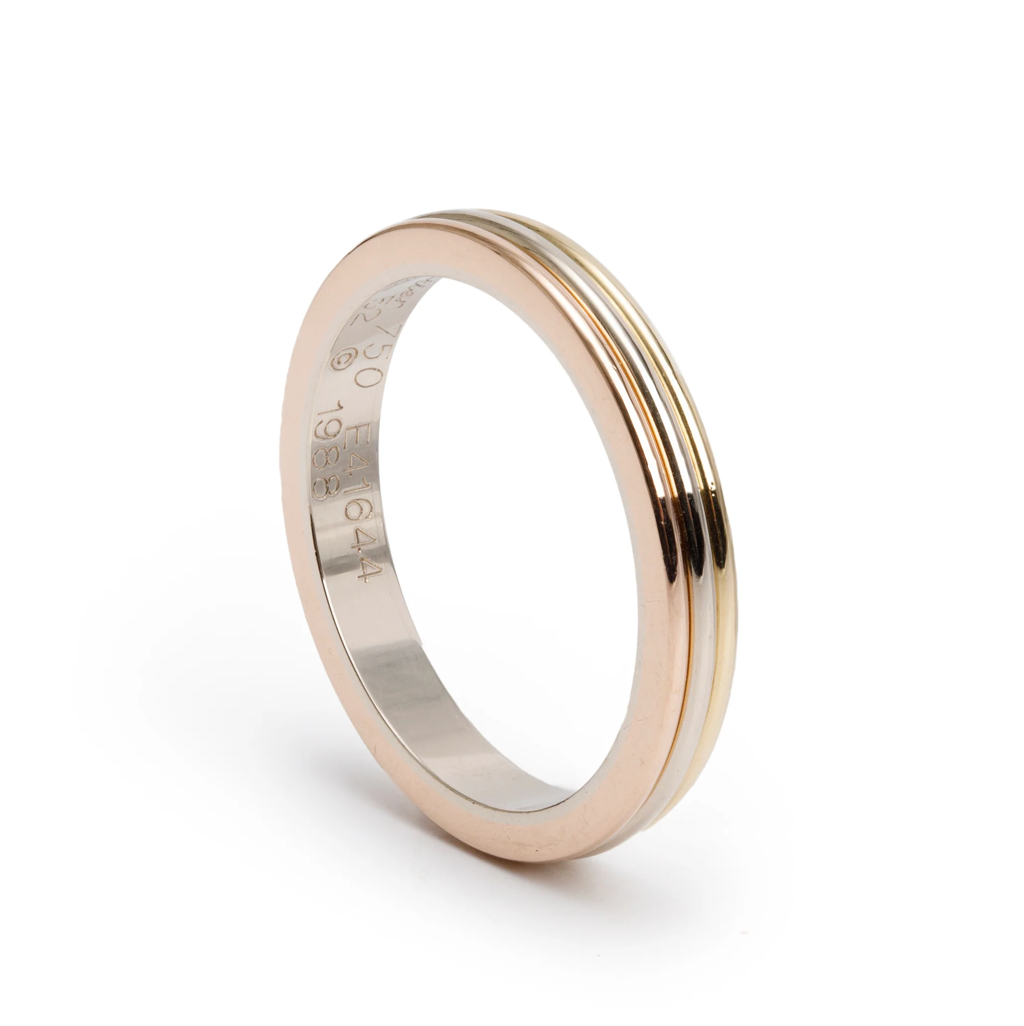 Cartier Vintage 18k Yellow, White & Rose Gold Vendome Louis Cartier 2.8 MM Wedding Band, Size 52 6 - Image 2