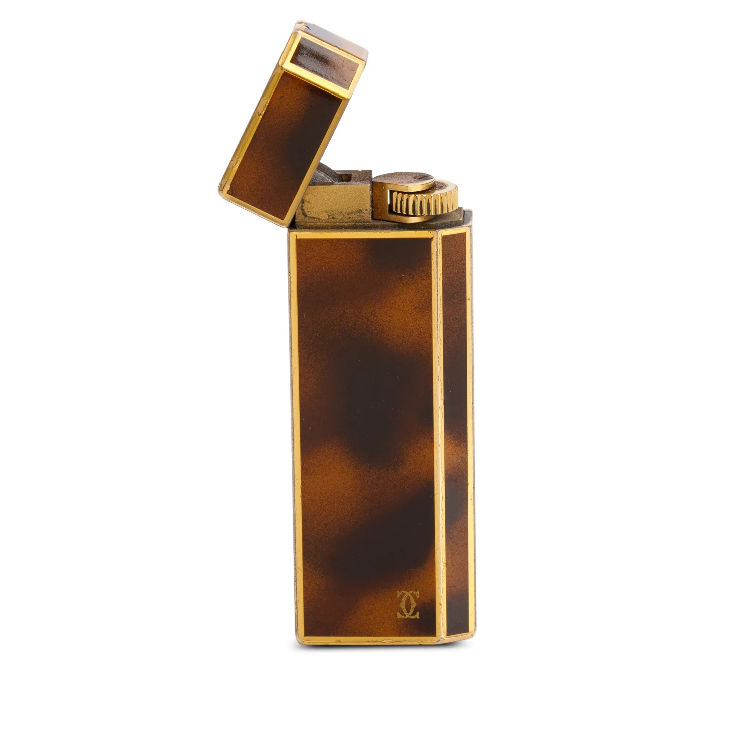 Cartier Vintage Gold-Plated Brown Lacquer Lighter - Image 2