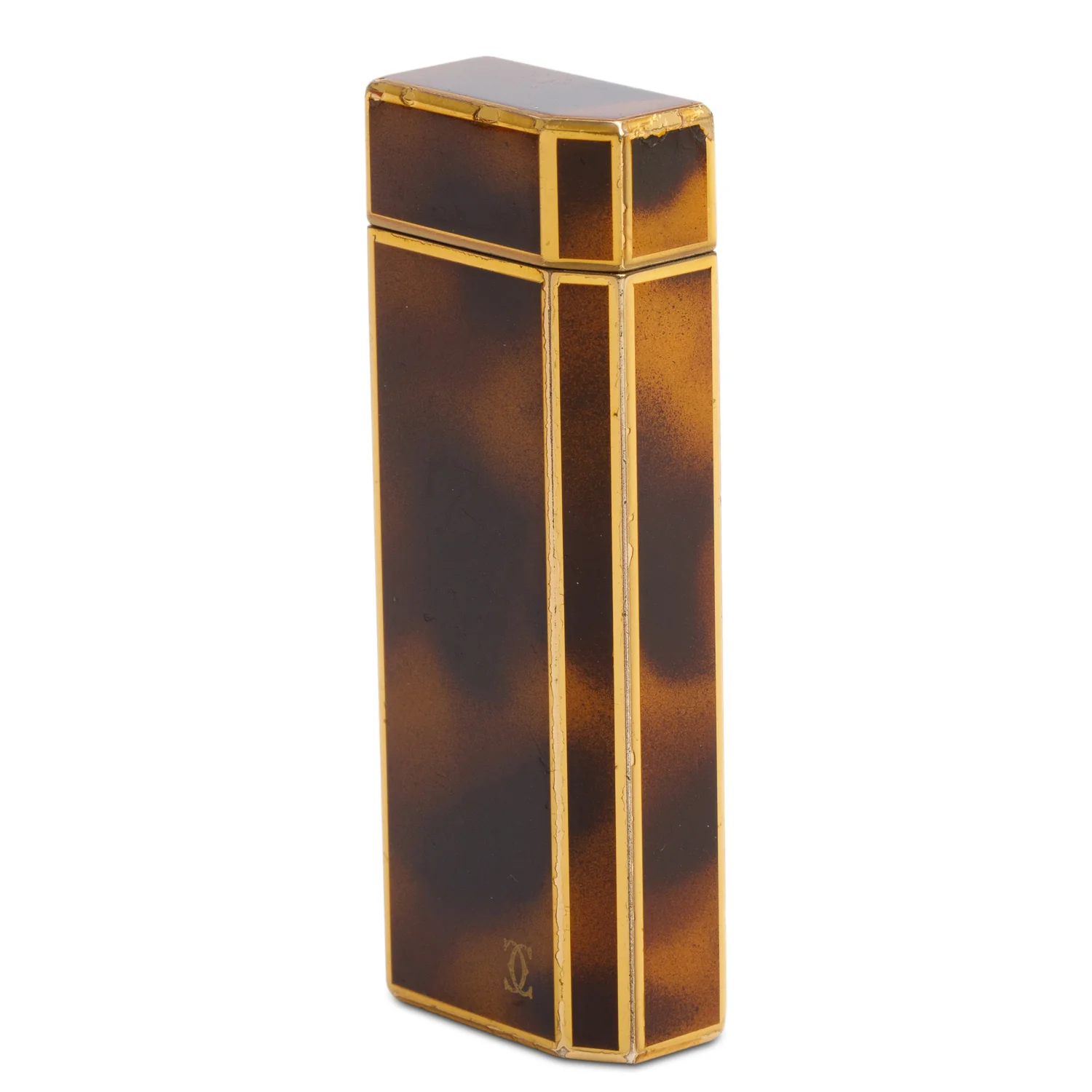 Cartier Vintage Gold-Plated Brown Lacquer Lighter - Image 3