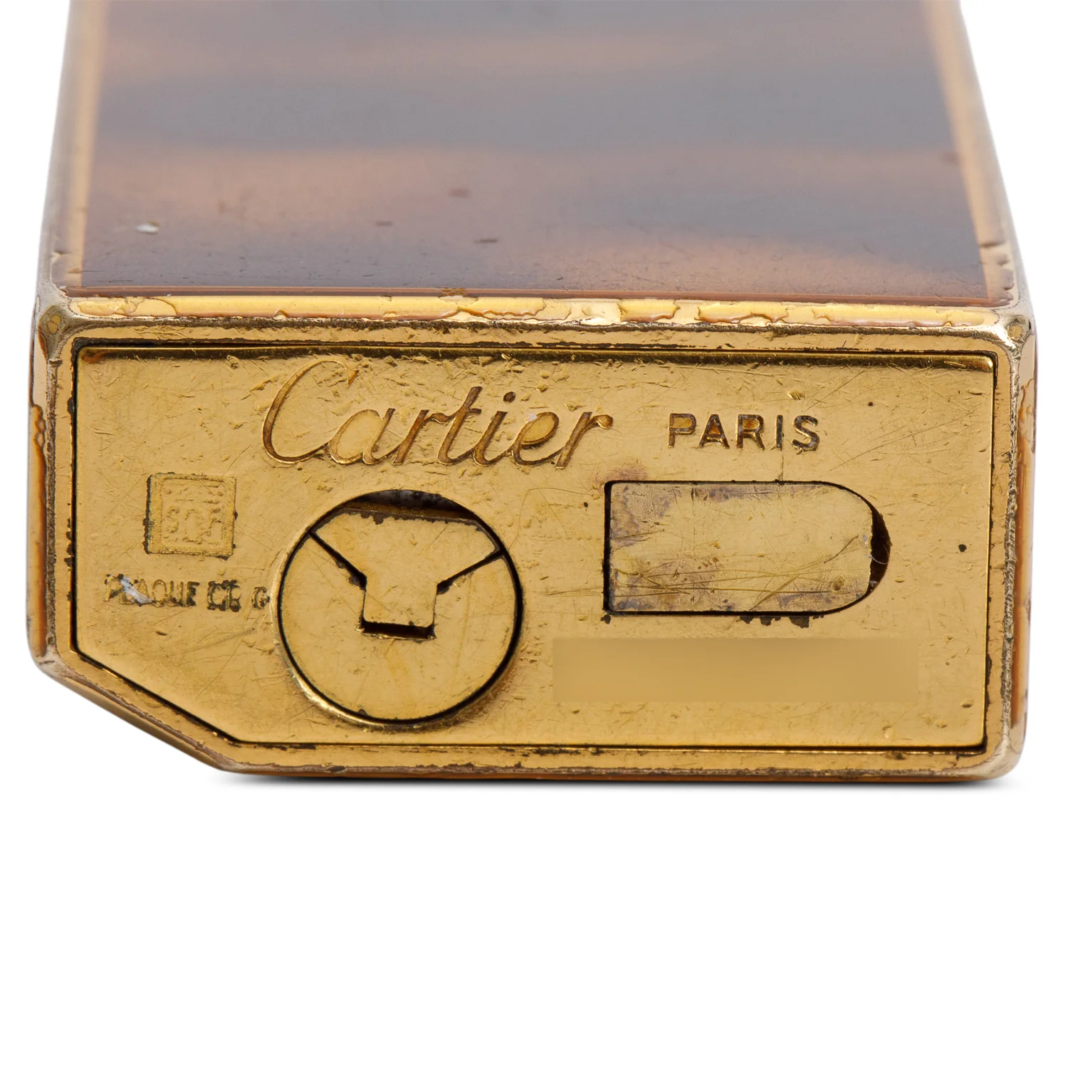 Cartier Vintage Gold-Plated Brown Lacquer Lighter - Image 5