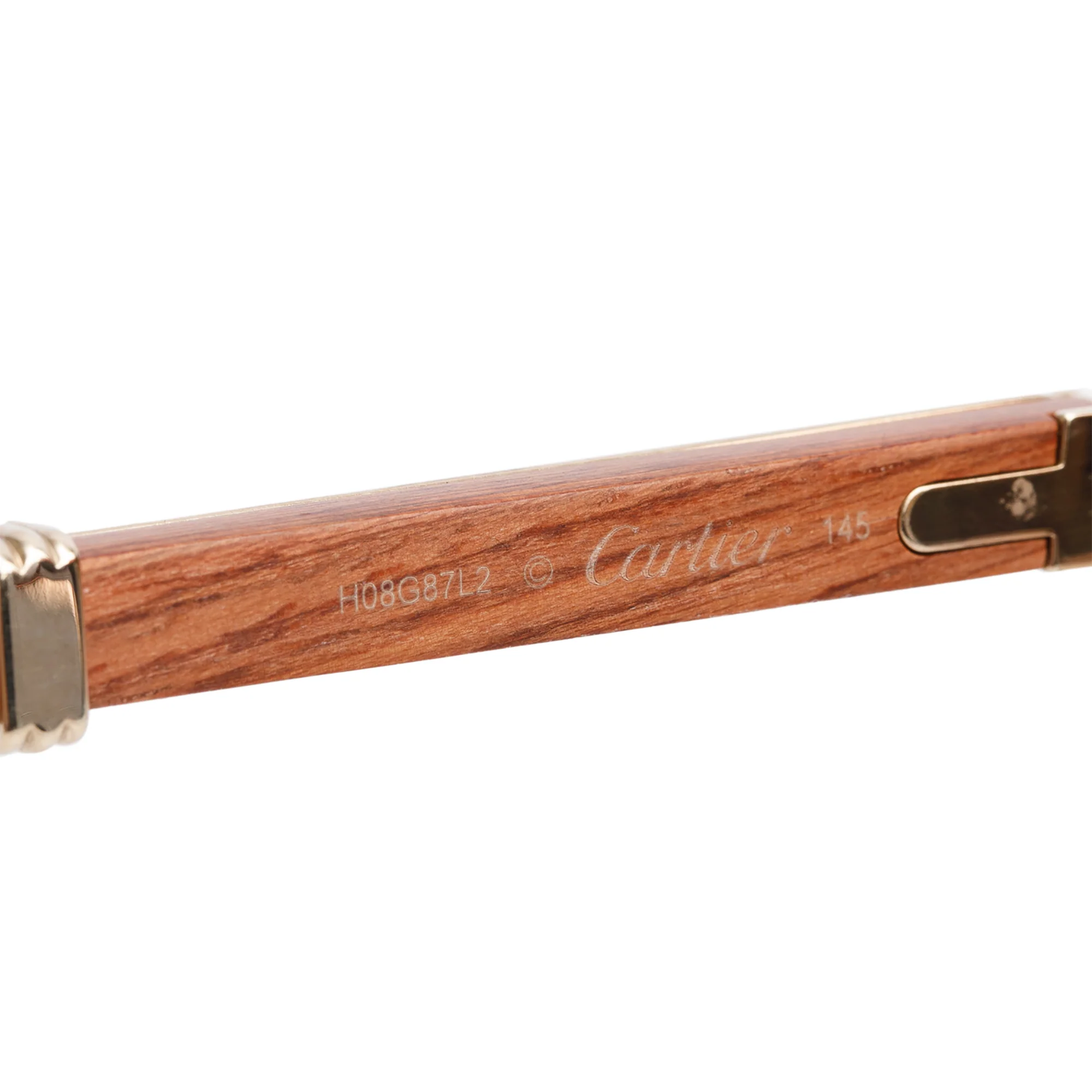 Cartier Wood Rimless Diamond Cut Premier De Cartier Square Sunglasses w/ Case - Image 4