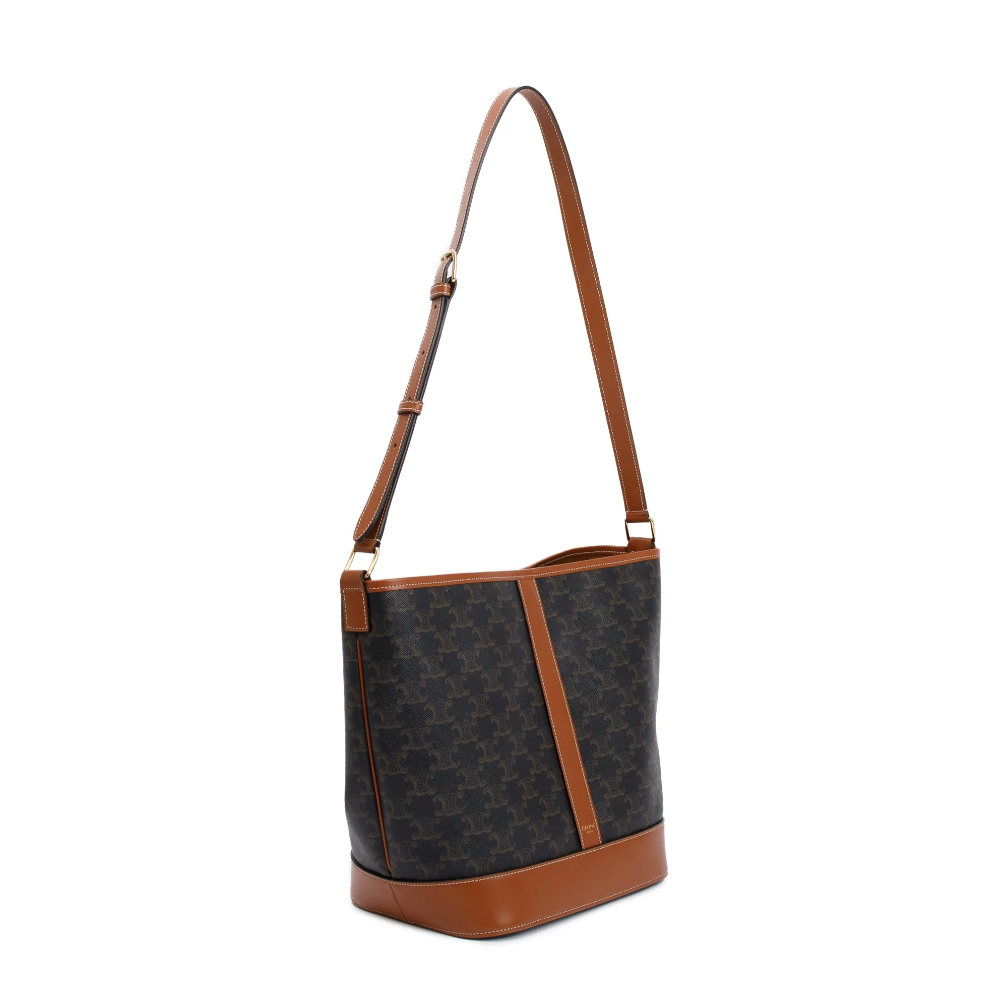 Celine 2022 Brown Triomphe Canvas Medium Bucket Bag - Image 4