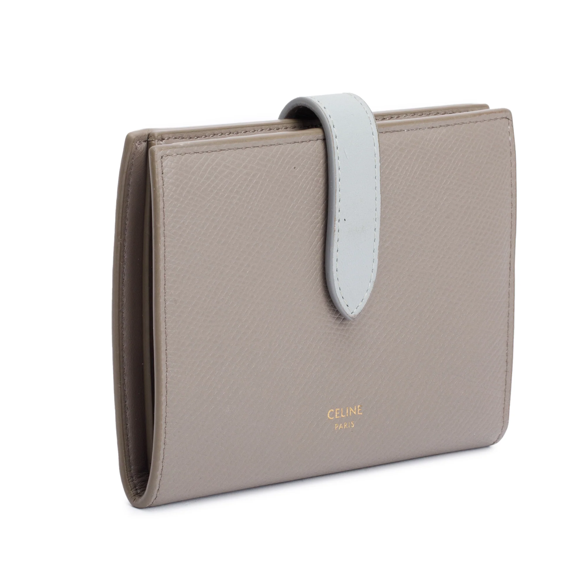 Celine 2020 Grey/Blue Bicolor Calfskin Leather Medium Strap Wallet - Image 2