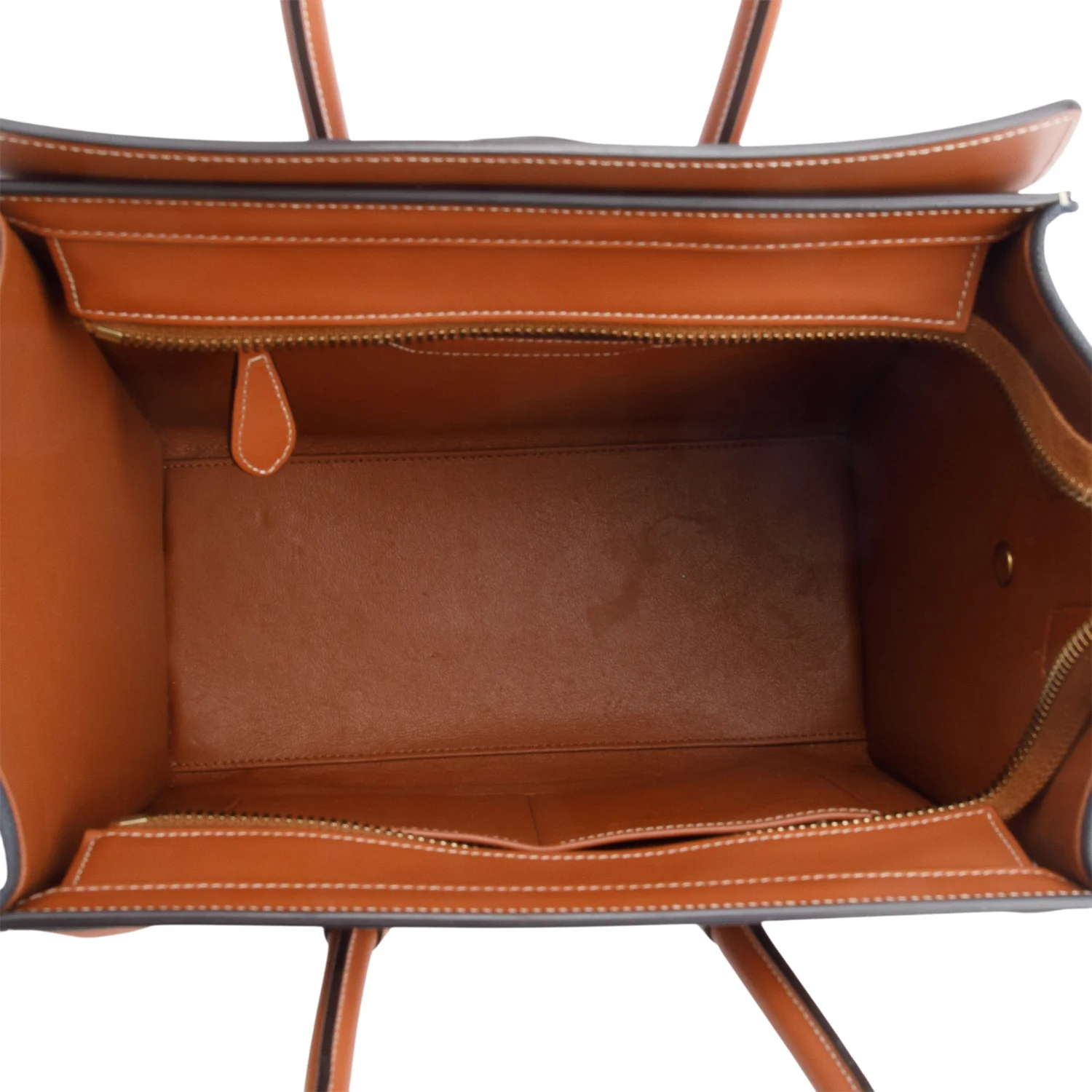Celine 2020 Tan & Navy Bi-color Calfskin Leather Canvas Micro Luggage Tote - Image 6