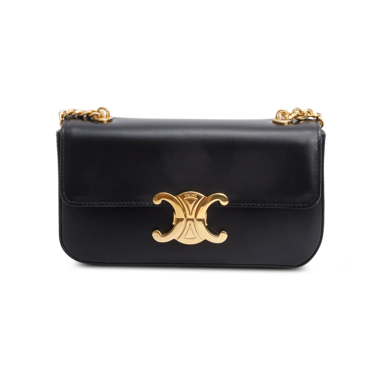 Celine 2022 Black Shiny Calfskin Claude Chain Shoulder Bag - Image 3