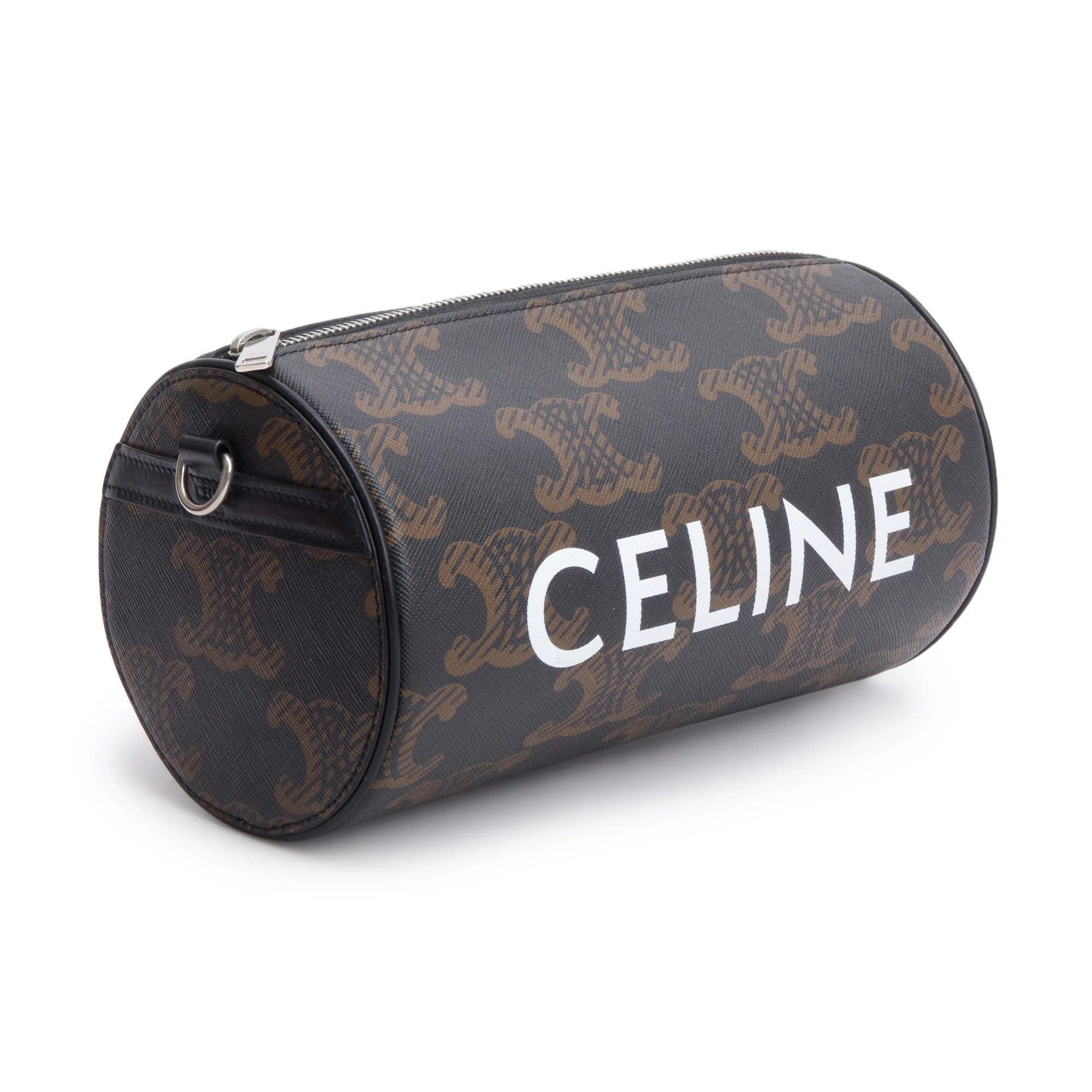 Celine 2022 Brown Triomphe Canvas Cylinder Bag w/ Strap - Image 4