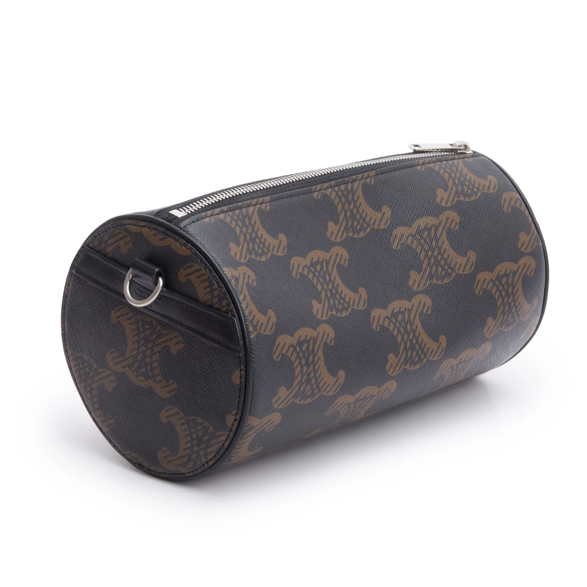 Celine 2022 Brown Triomphe Canvas Cylinder Bag w/ Strap - Image 6