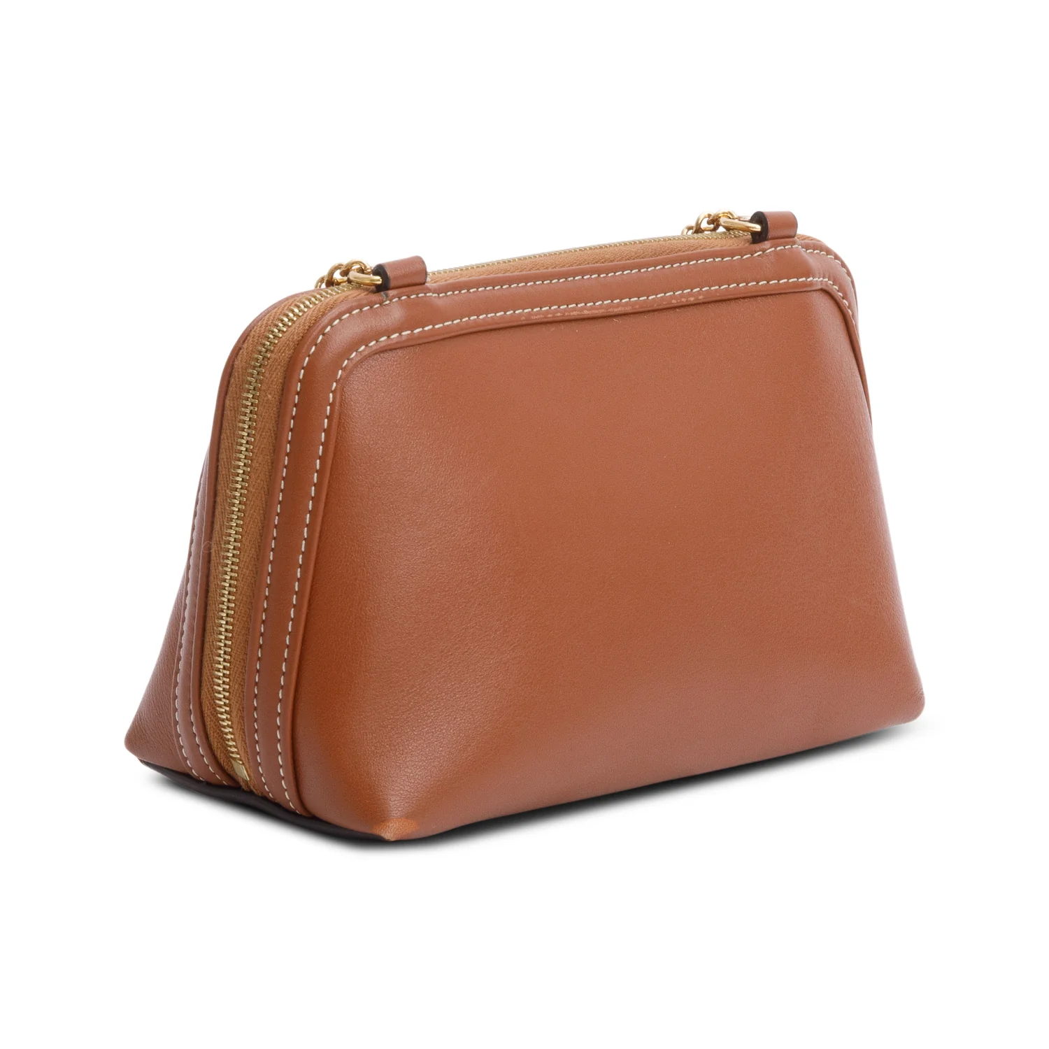 Celine 2022 Tan Calfskin Leather Triomphe Clutch On Chain - Image 6