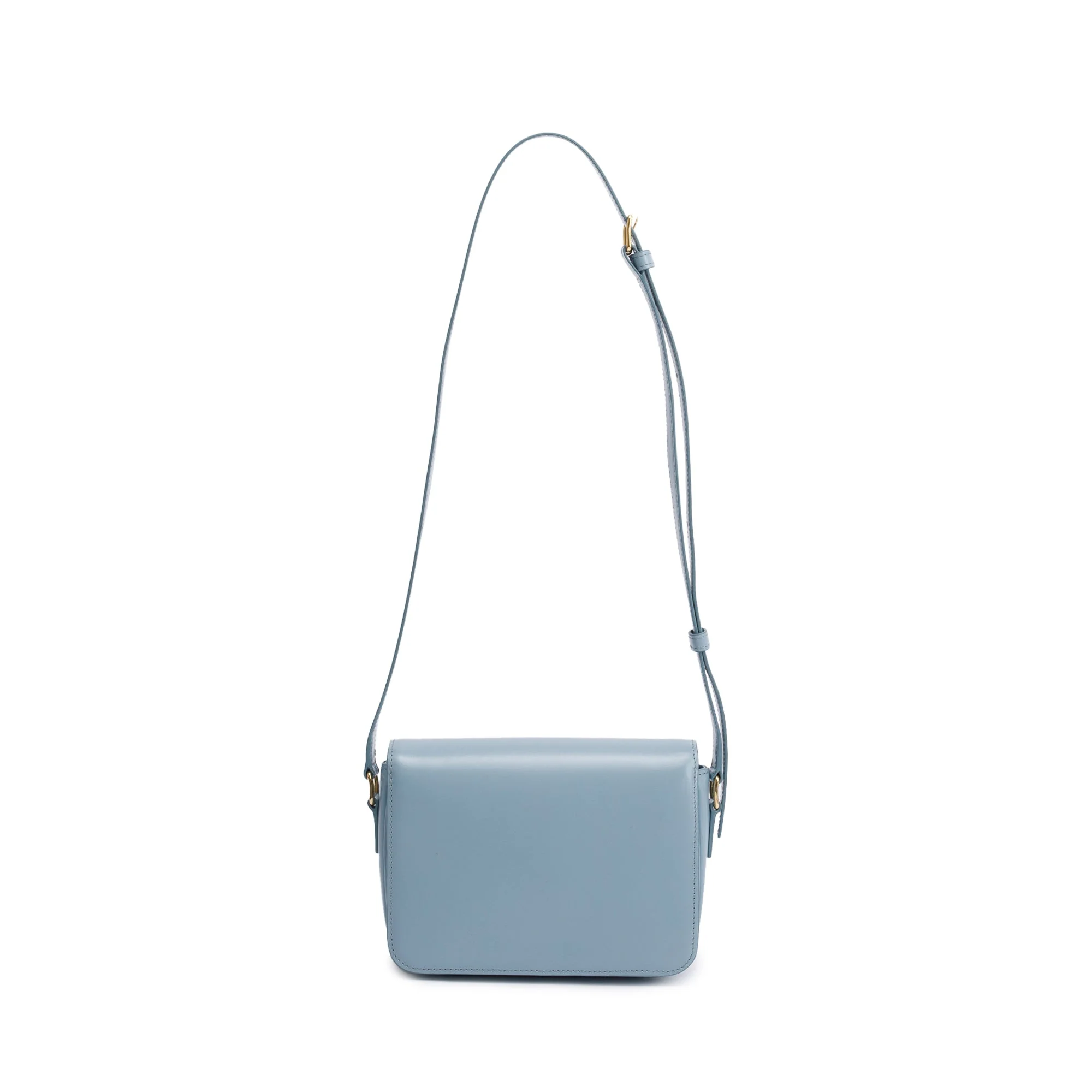 Celine 2023 Blue Shiny Calfskin Leather Teen Triomphe Shoulder Bag - Image 5