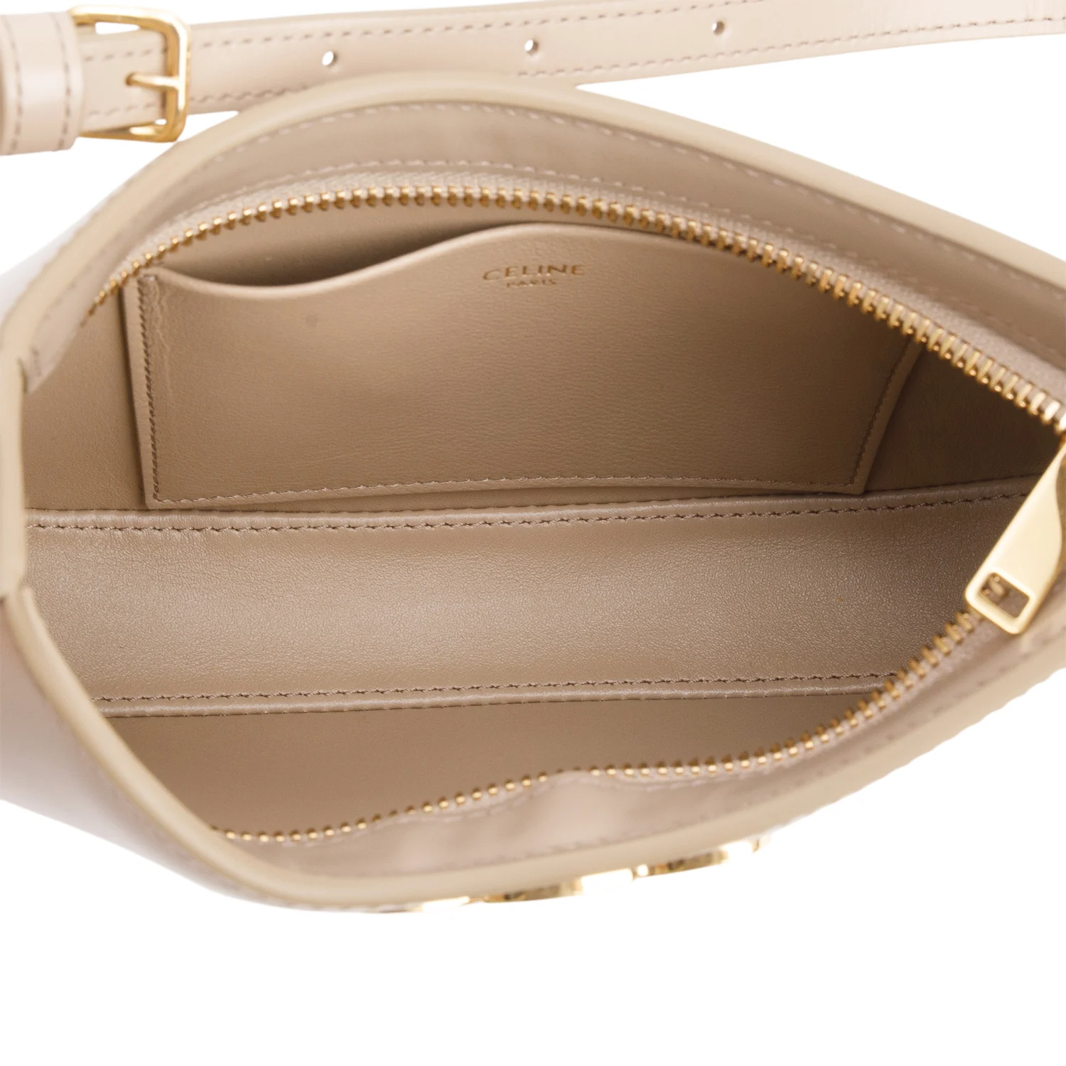 Celine 2024 Taupe Shiny Calfskin Medium Tilly Triomphe Shoulder Bag - Image 8