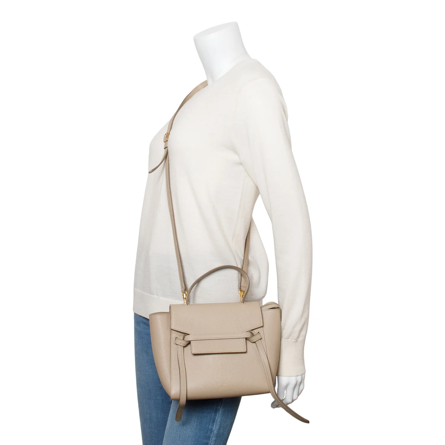 Celine Beige Grained Calfskin Leather Nano Belt Bag w/ Strap - Image 2