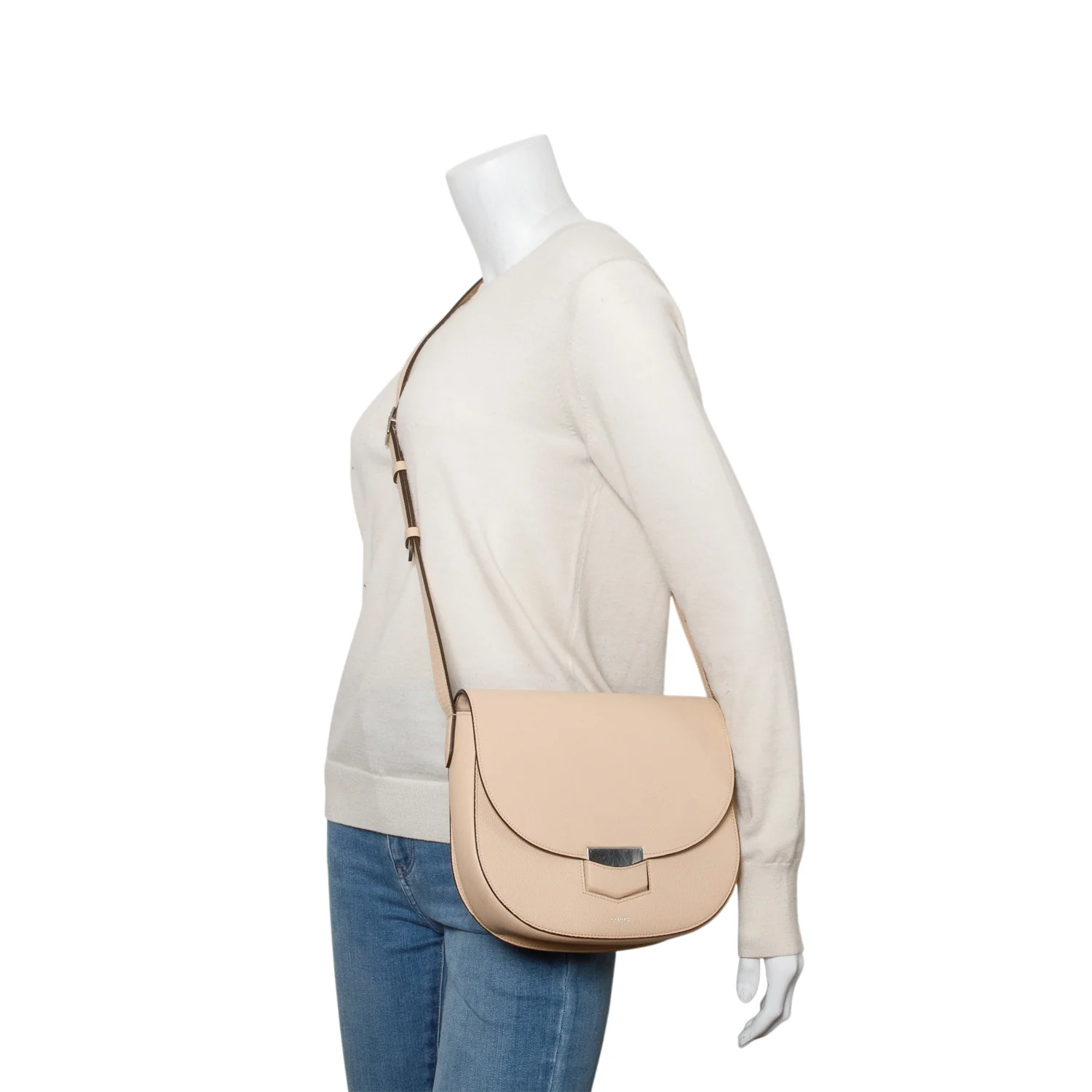 Celine Beige Grained Calfskin Medium Trotteur Crossbody Bag - Image 2