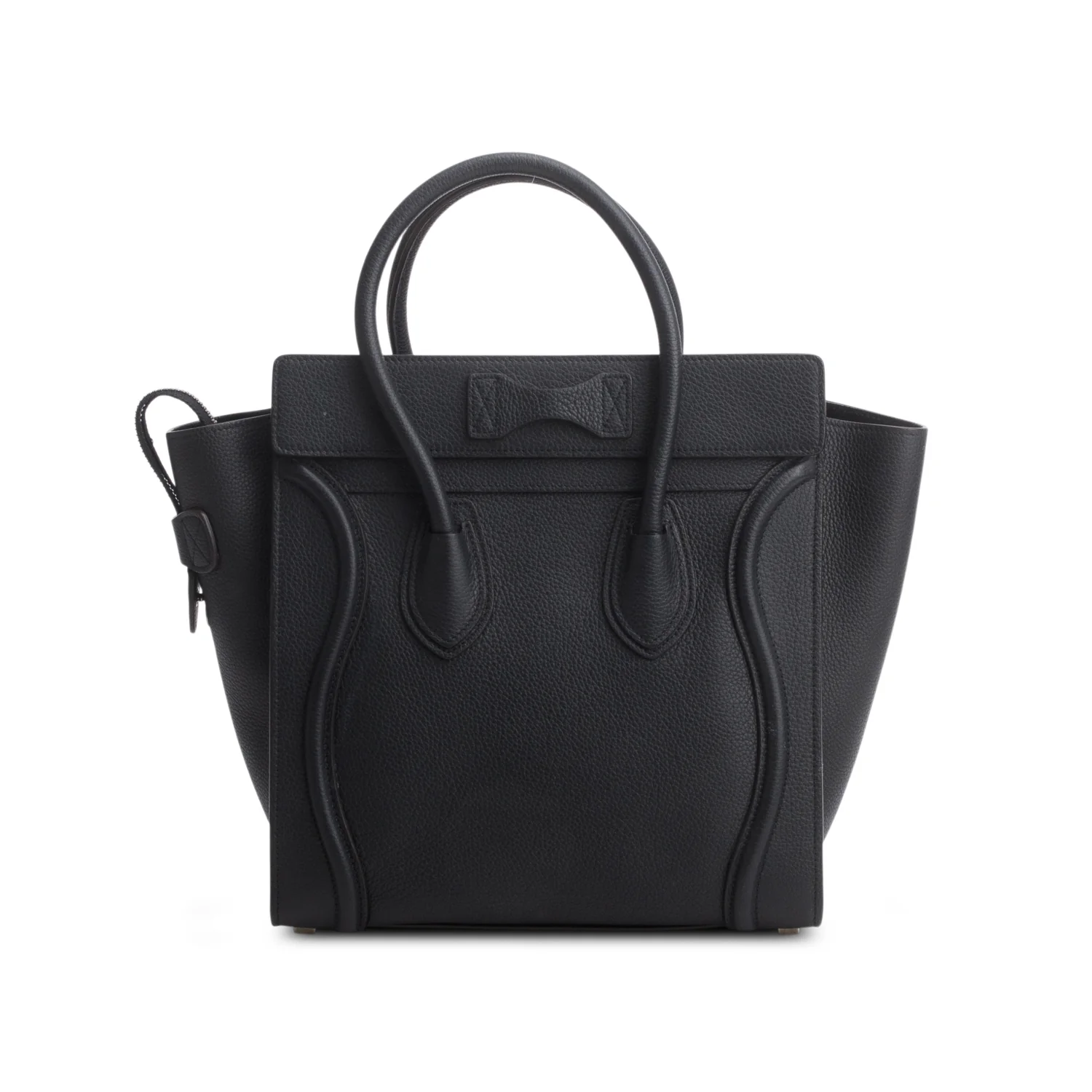 Celine Black Drummed Calfskin Leather Micro Luggage Tote - Image 3