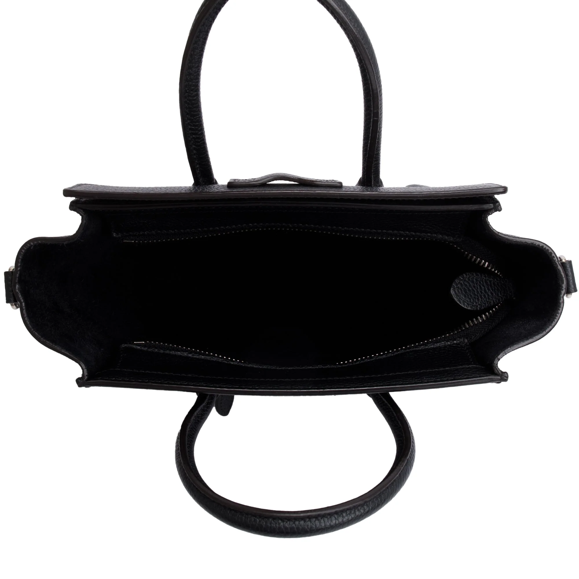 Celine Black Drummed Calfskin Leather Nano Luggage Tote w/ Strap - Image 6