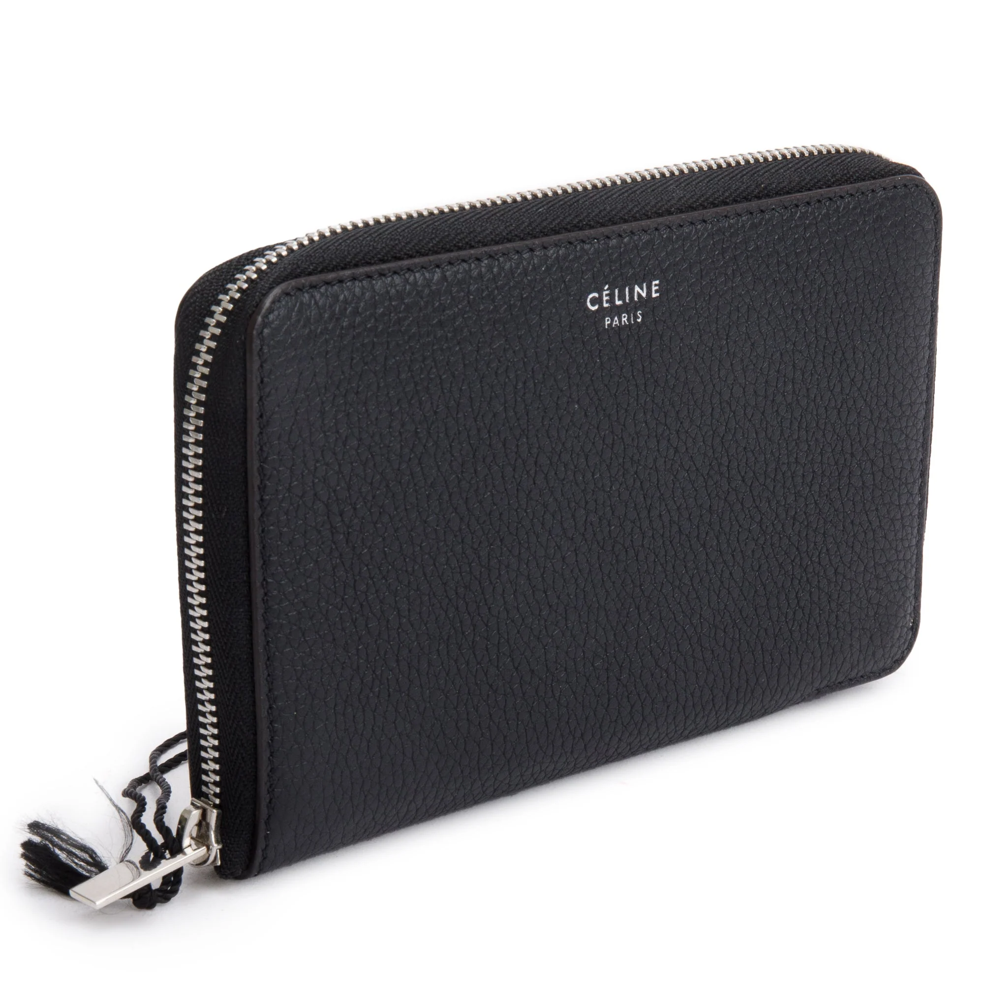 Celine Black Grained Calfskin Leather Zipped Compact Wallet w/ Box - Image 4