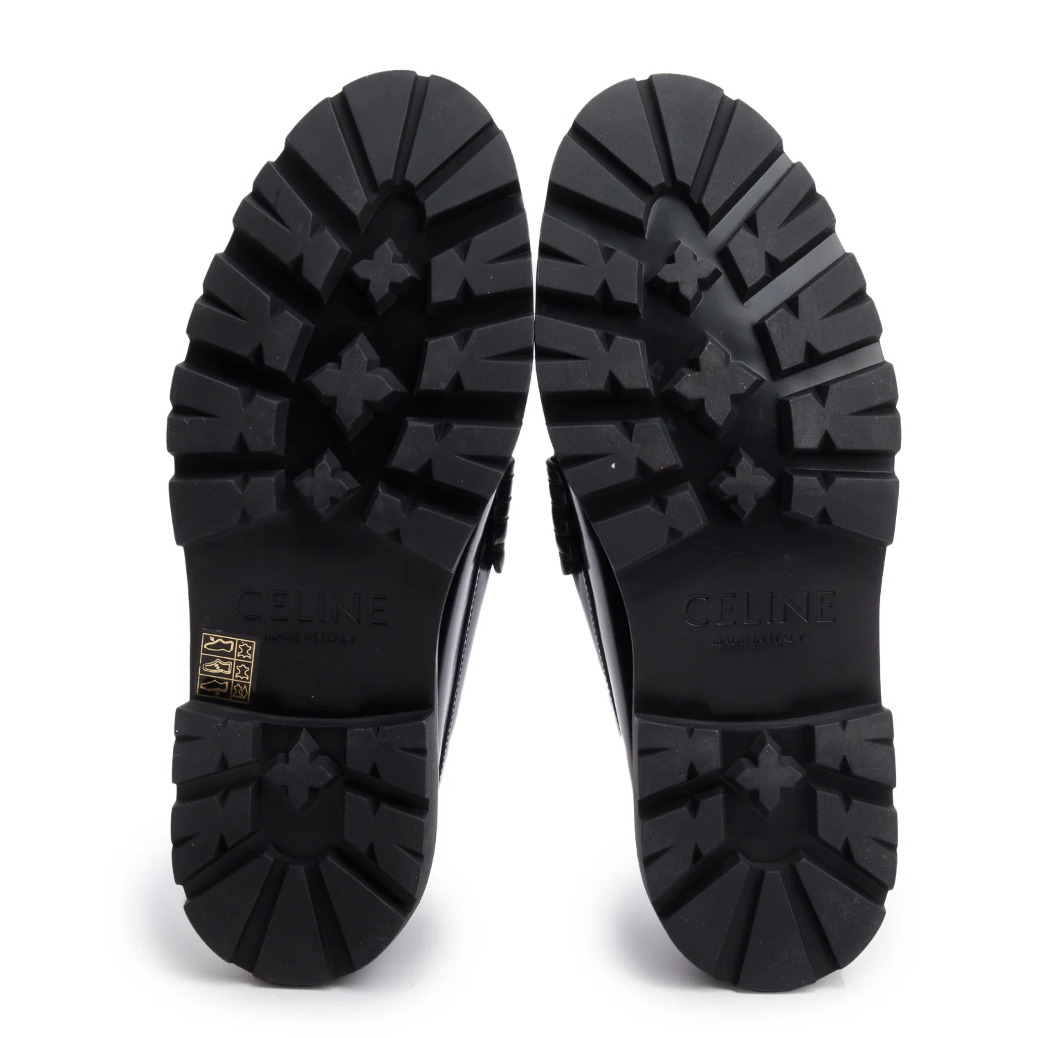 Celine Black Polished Bull Triomphe Chain Margaret Loafer, Size 41 - Image 4