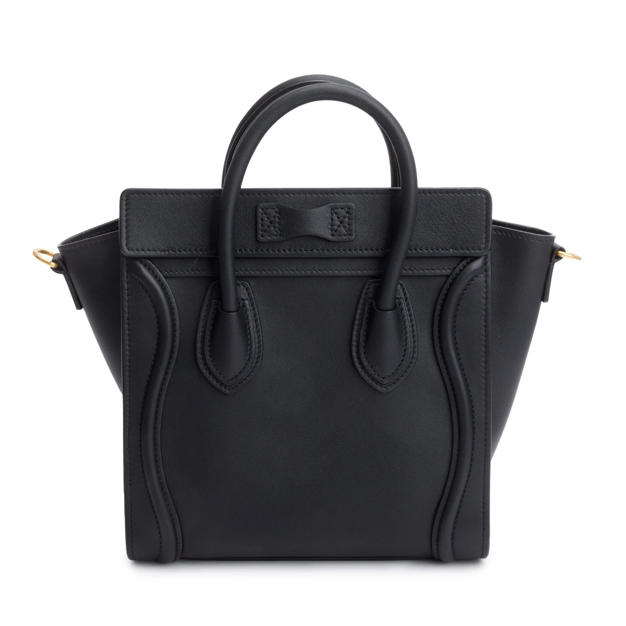 Celine Black Smooth Calfskin Leather Nano Luggage Tote w/ Strap - Image 5