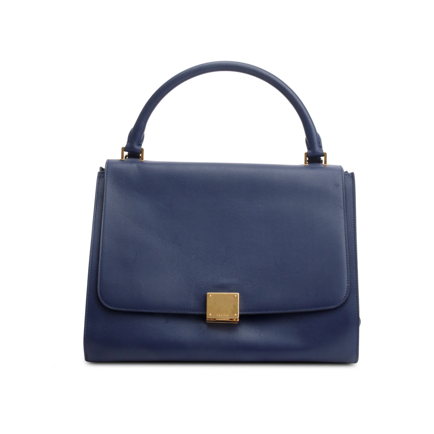 Celine Blue Calfskin Leather Medium Trapeze Bag w/ Strap - Image 3